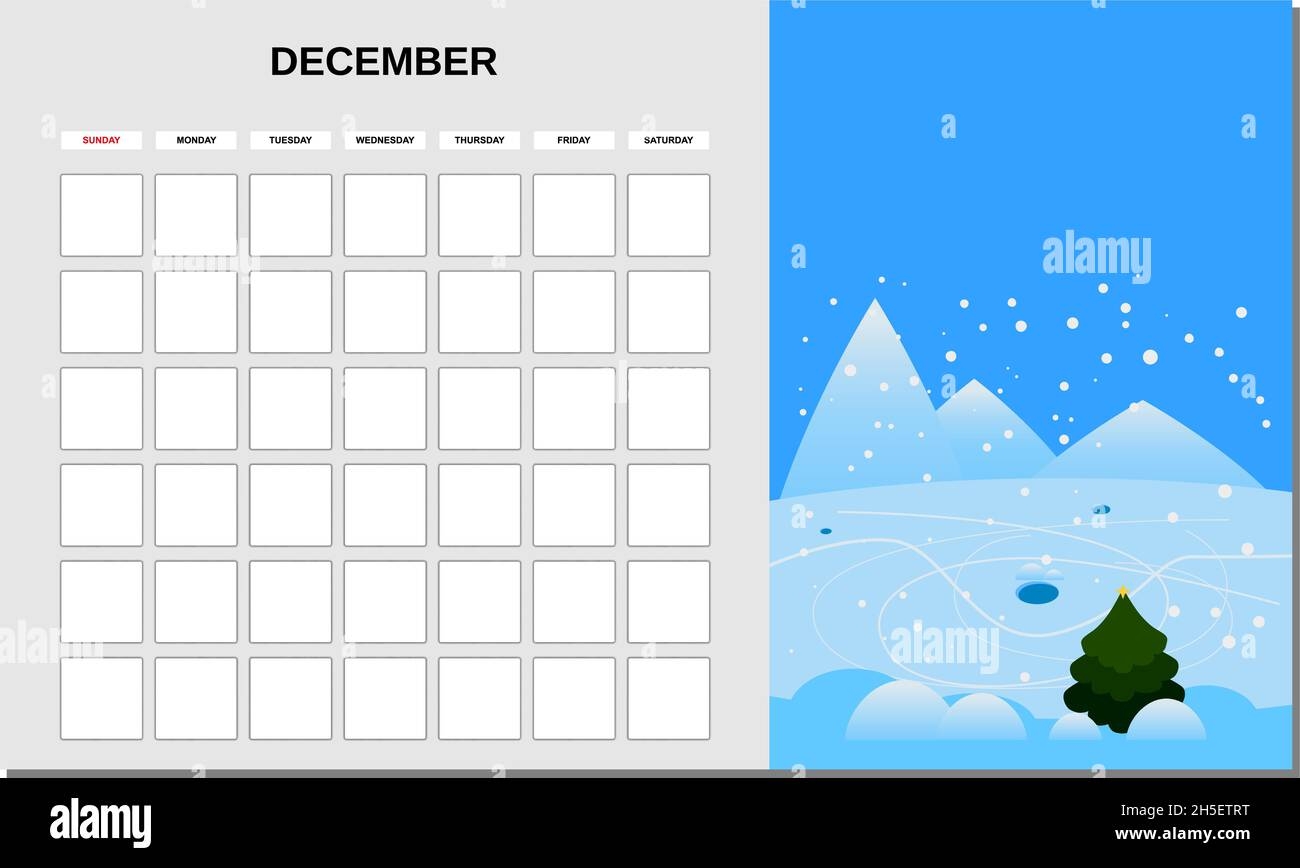Calendar Planner December Month Minimalistic Landscape Natural 