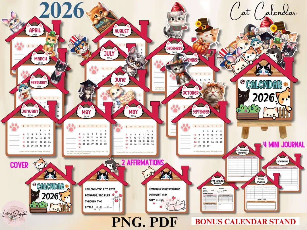 December 2026 Cat Calendar Printable
