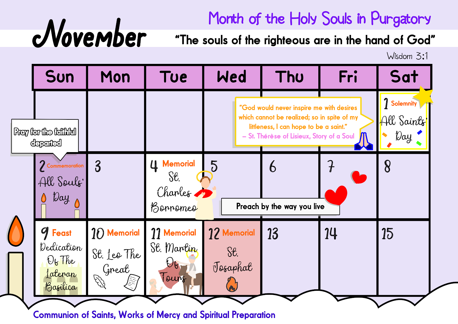 Catholic November Calendar R Catholicism