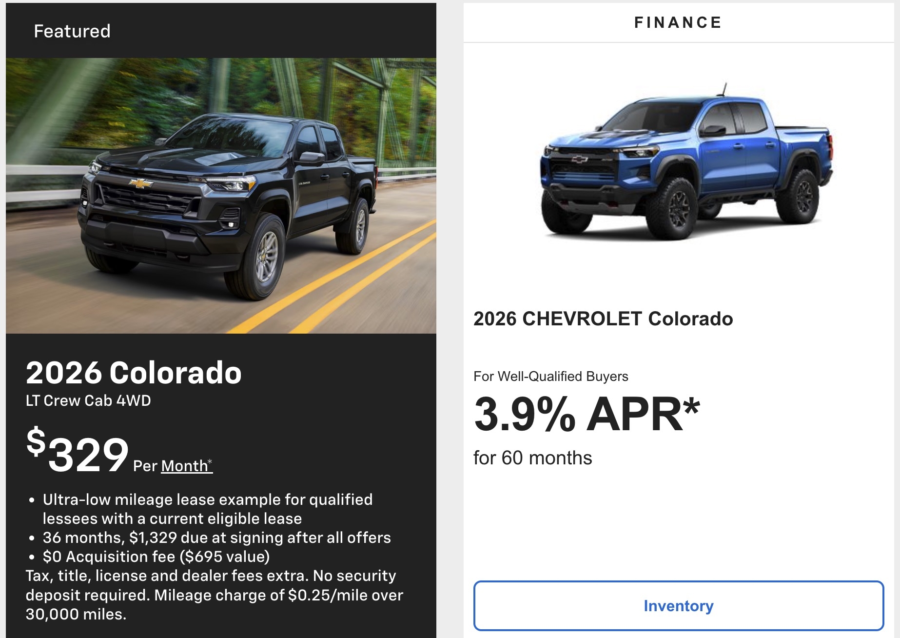 Chevy Colorado Discount Lease Finance Deals In December 2025