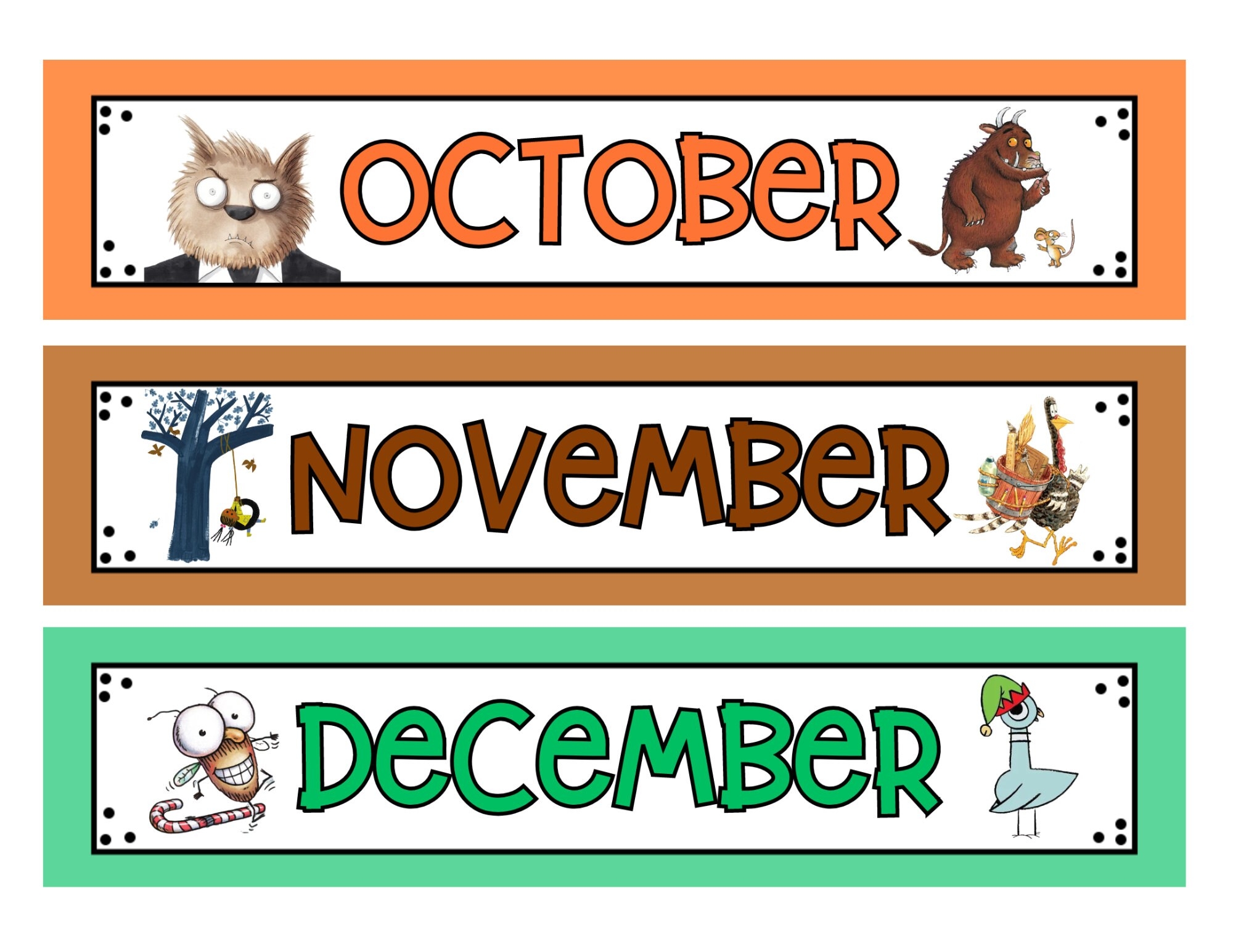November Calendar Heading Printable