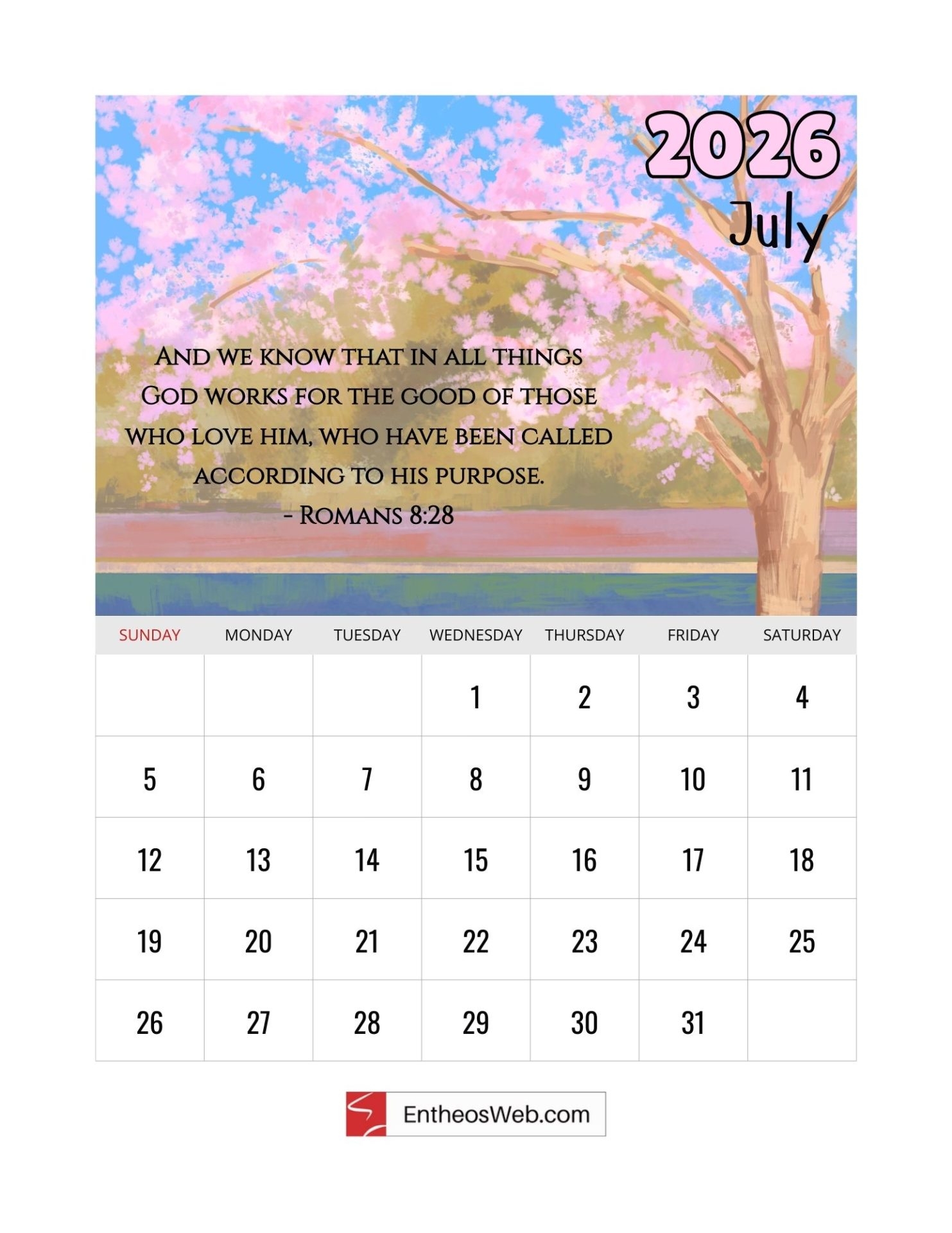 Christian 2026 Calendar With Bible Verses EntheosWeb