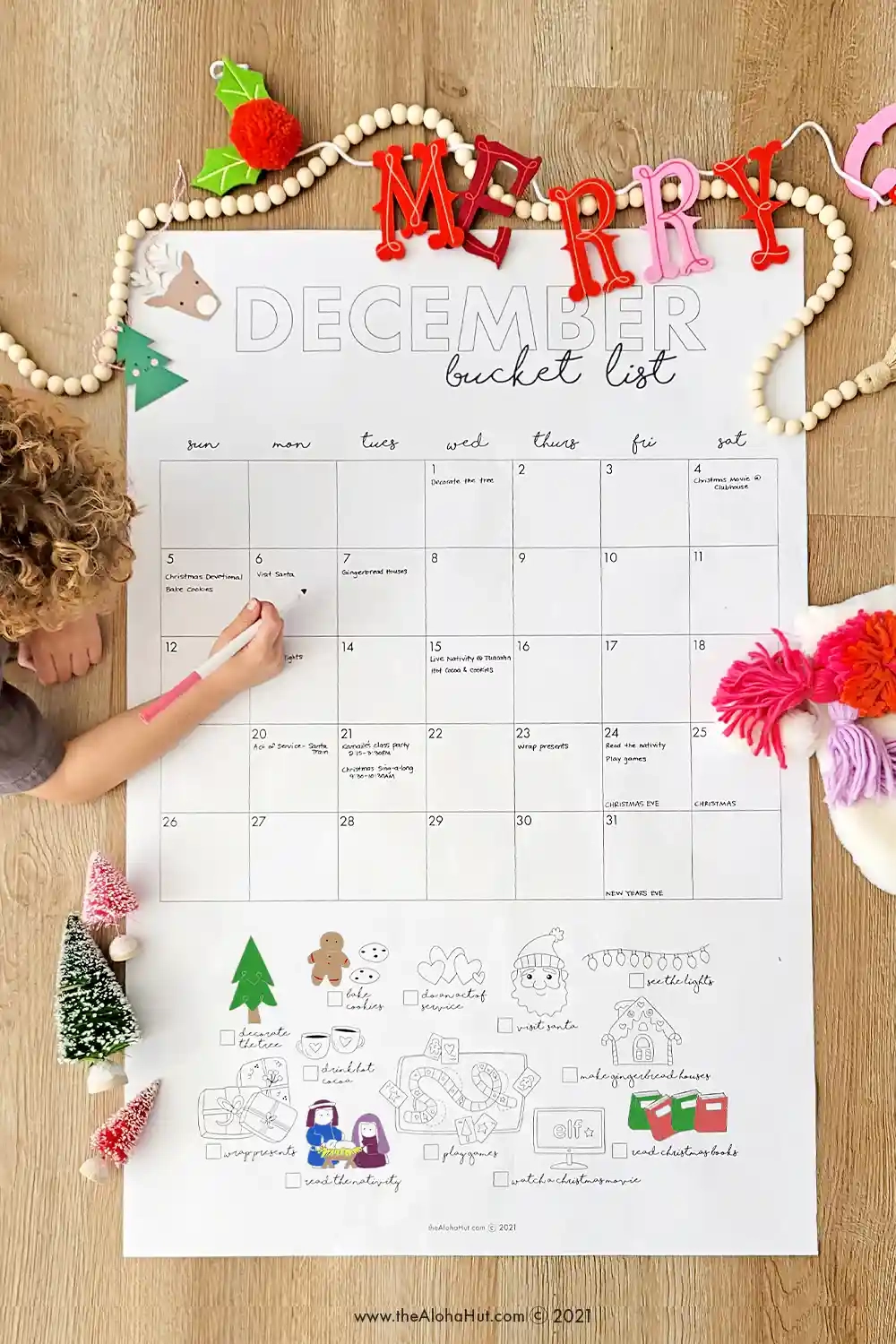 December Printable Calendar Kids Activities