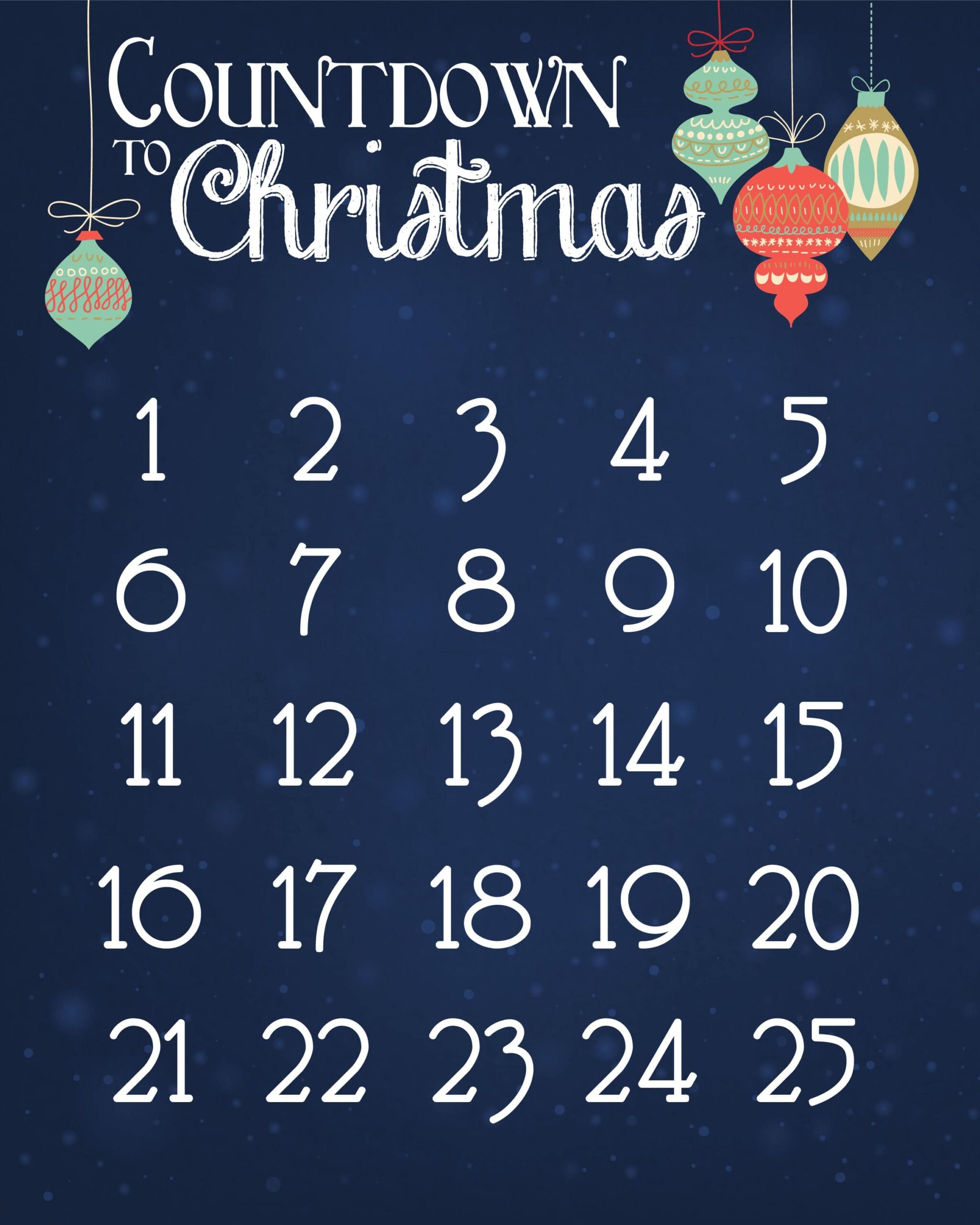Printable December Christmas Countdown Calendar