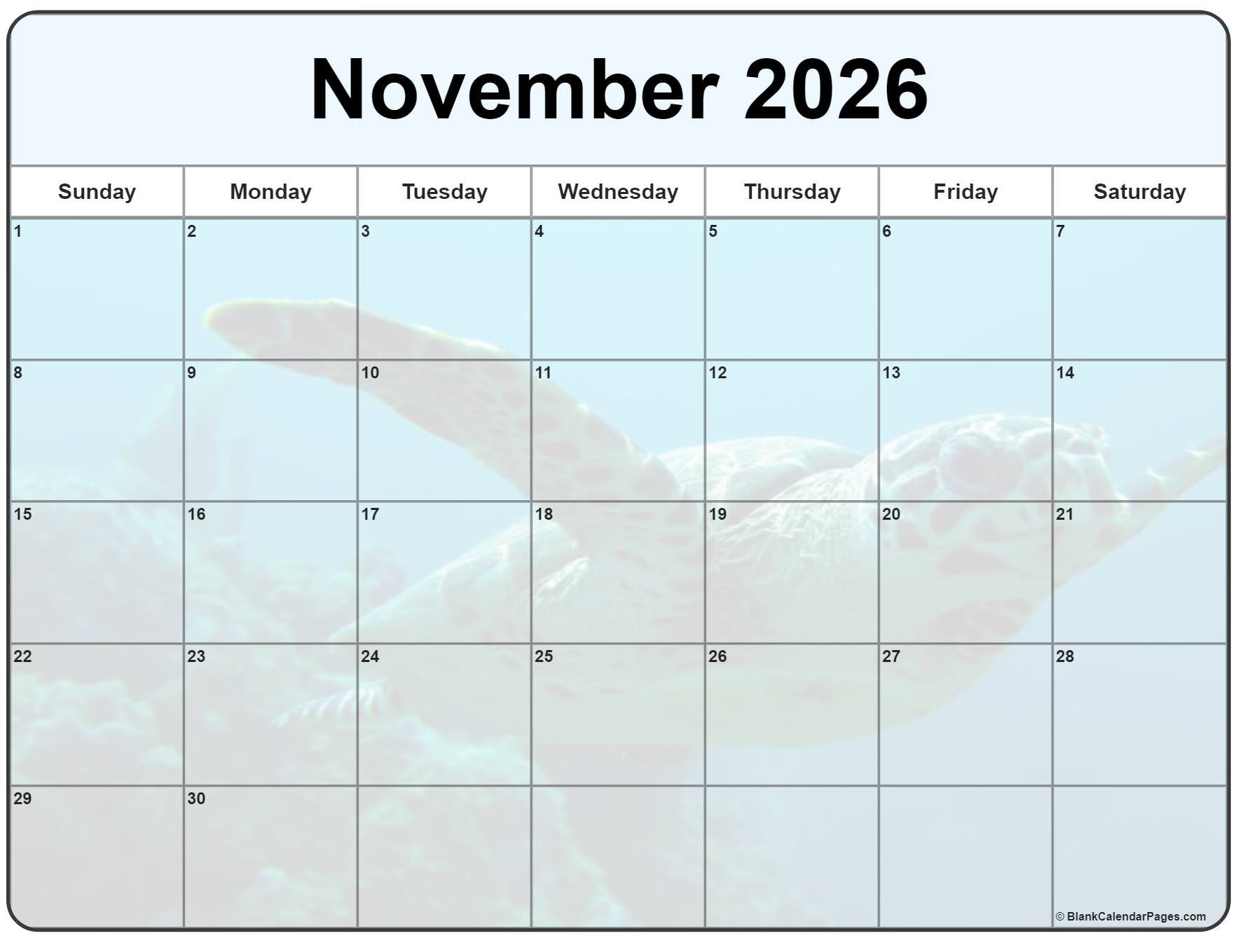 Collection Of November 2026 Photo Calendars With Image Filters 