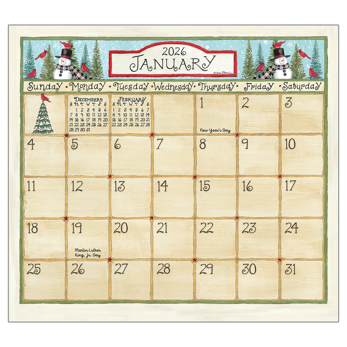 Free Printable Vintage December 2026 Calendar