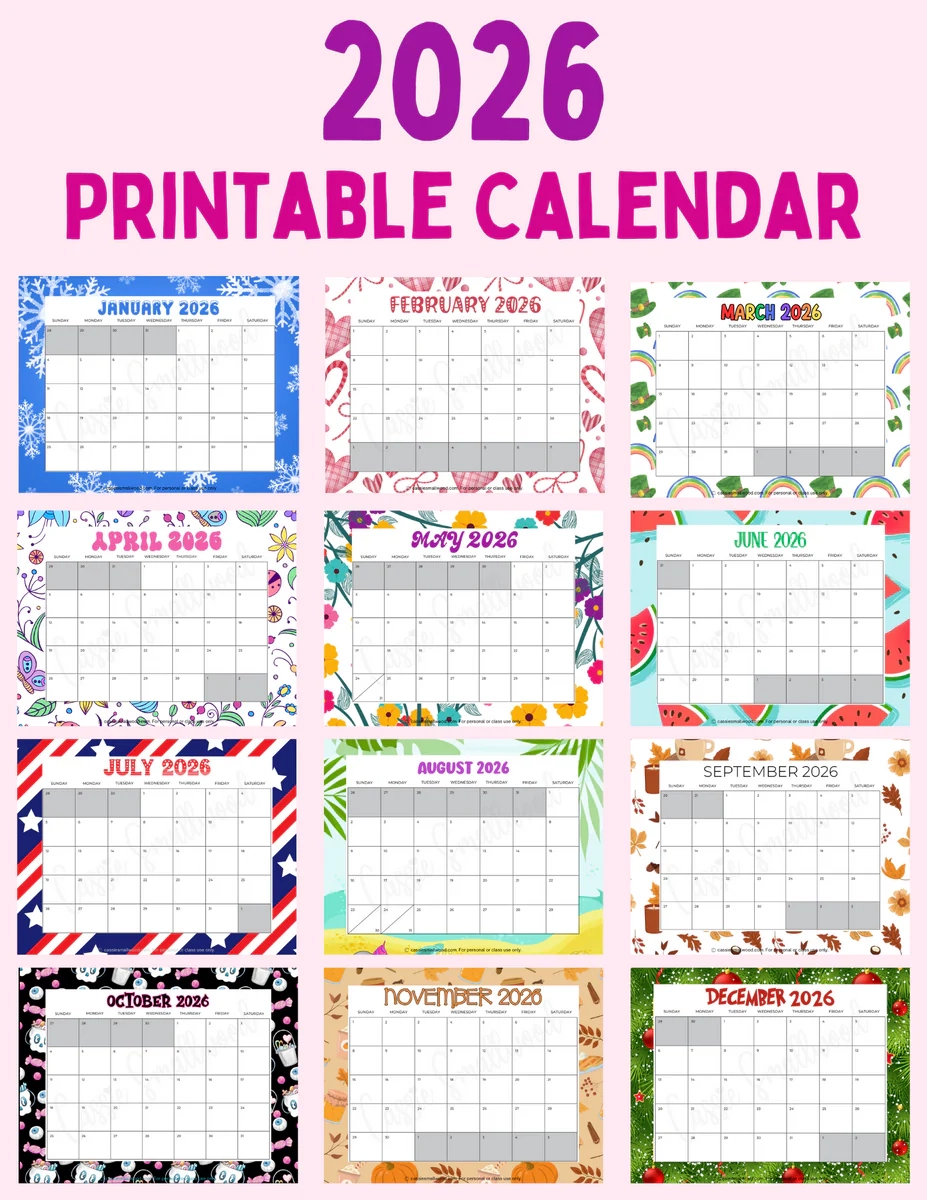 Blank Printable 2026 Calendar By Month