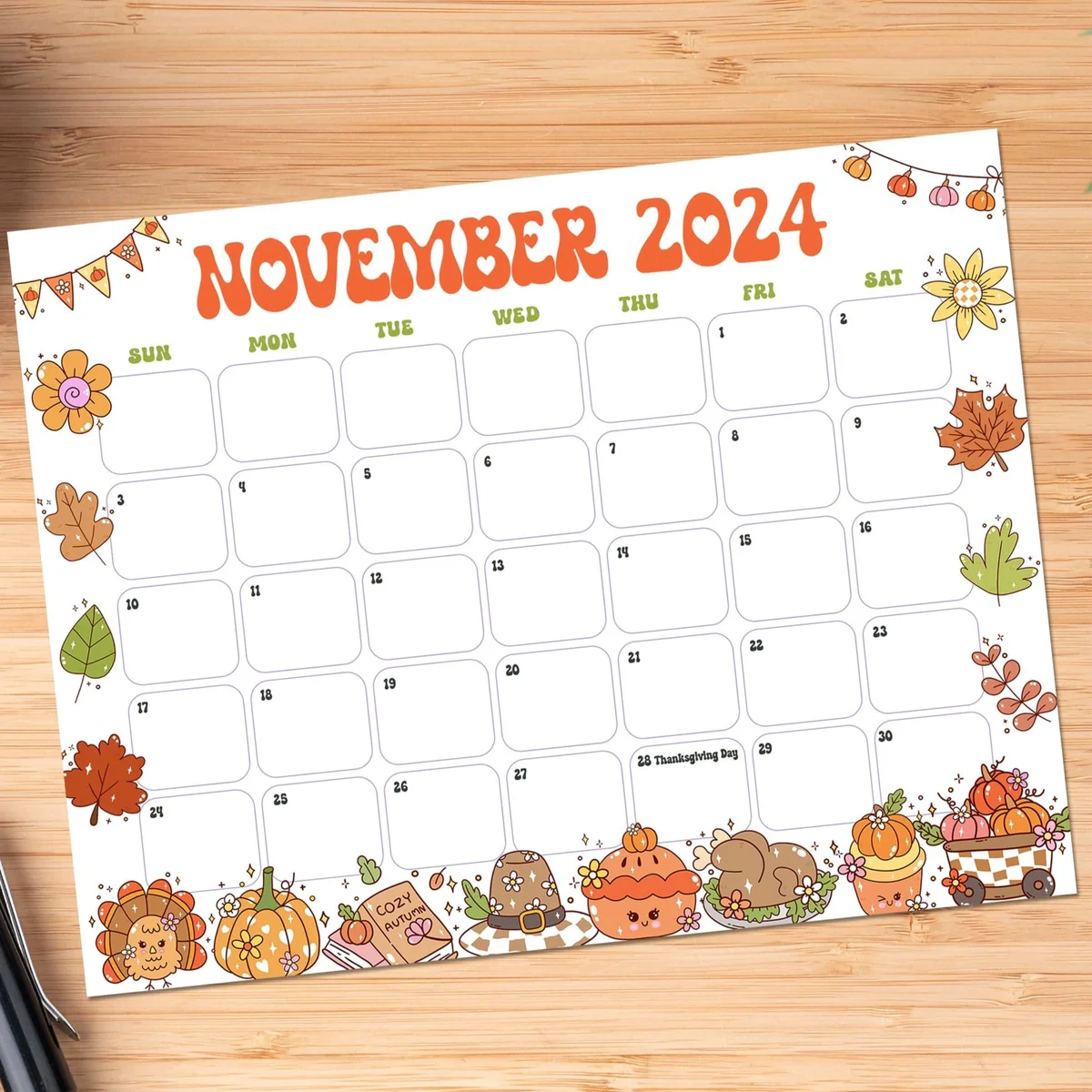Cute November Calendar Printable