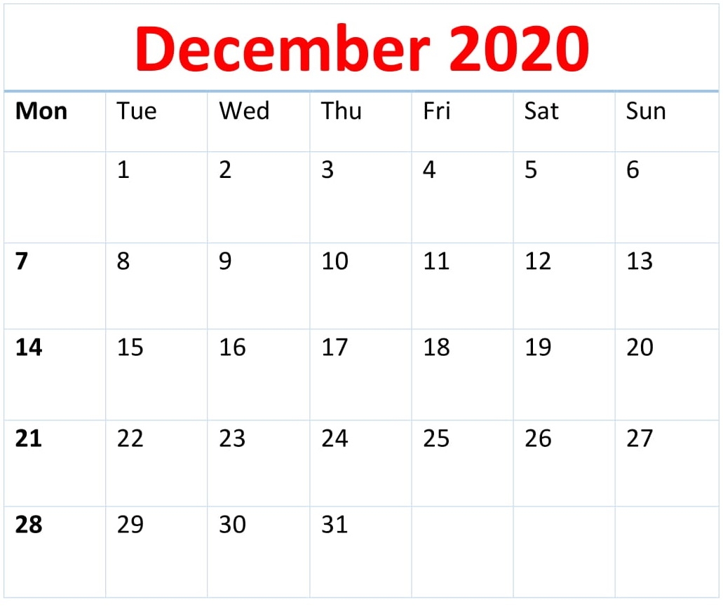 December 2020 Archives Calendar Times