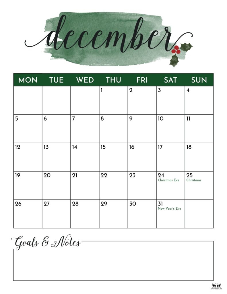 December 2022 Calendars 50 FREE Printables Printabulls