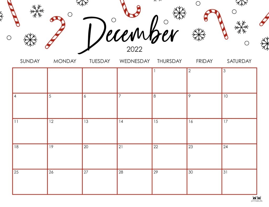 Large December Printable Calendar