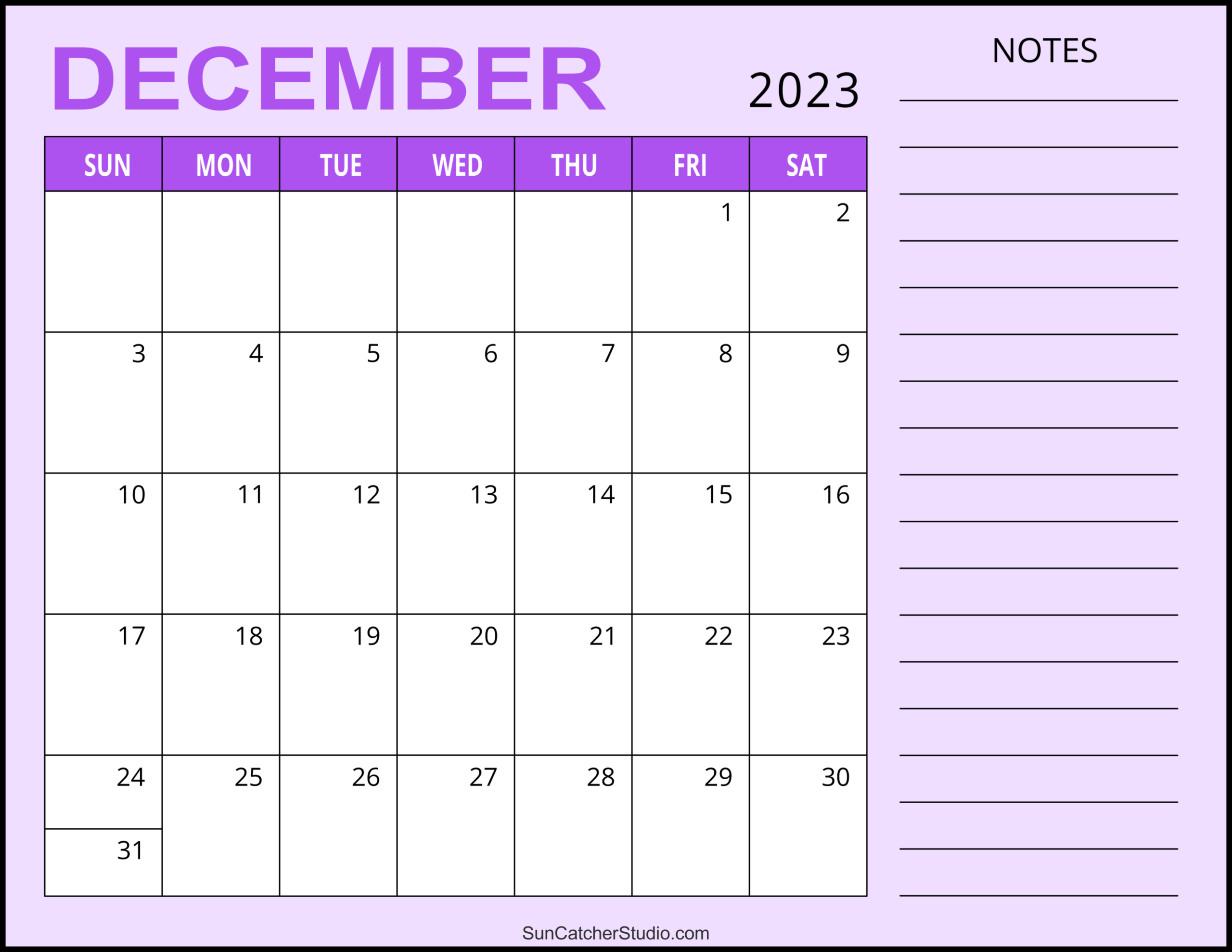 December 2023 Calendar Free Printable Free Printables 