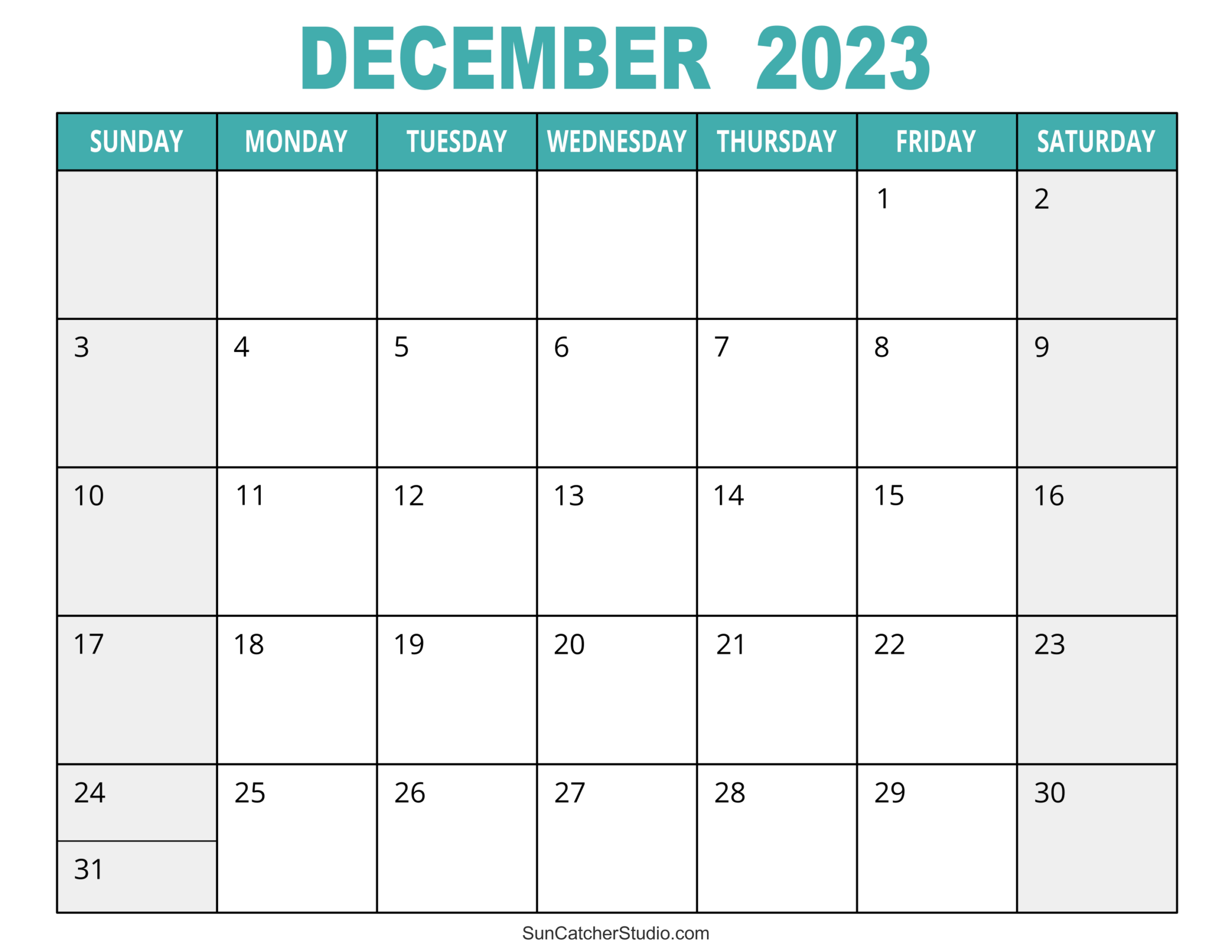 December 2023 Calendar Free Printable Free Printables 