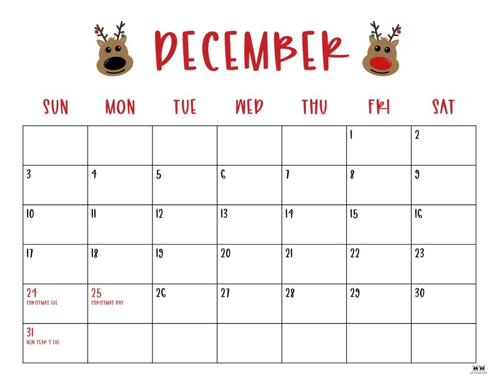 December 2023 Calendars 50 FREE Printables Printabulls