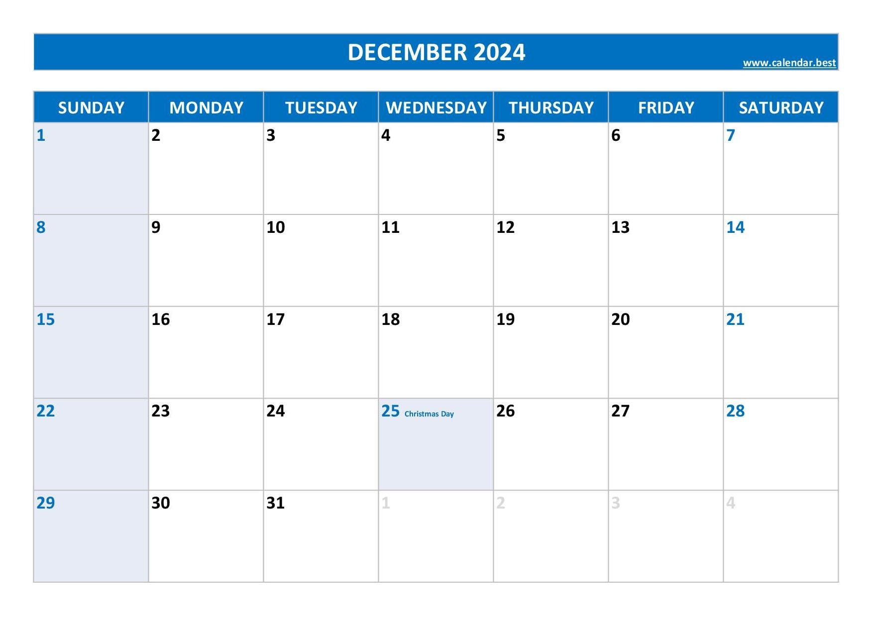 December 2024 Calendar Calendar best