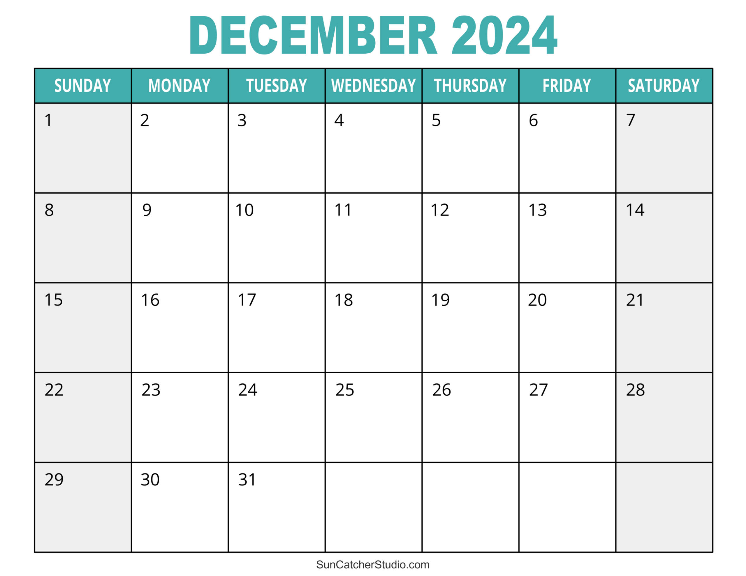 Calendar Printable December