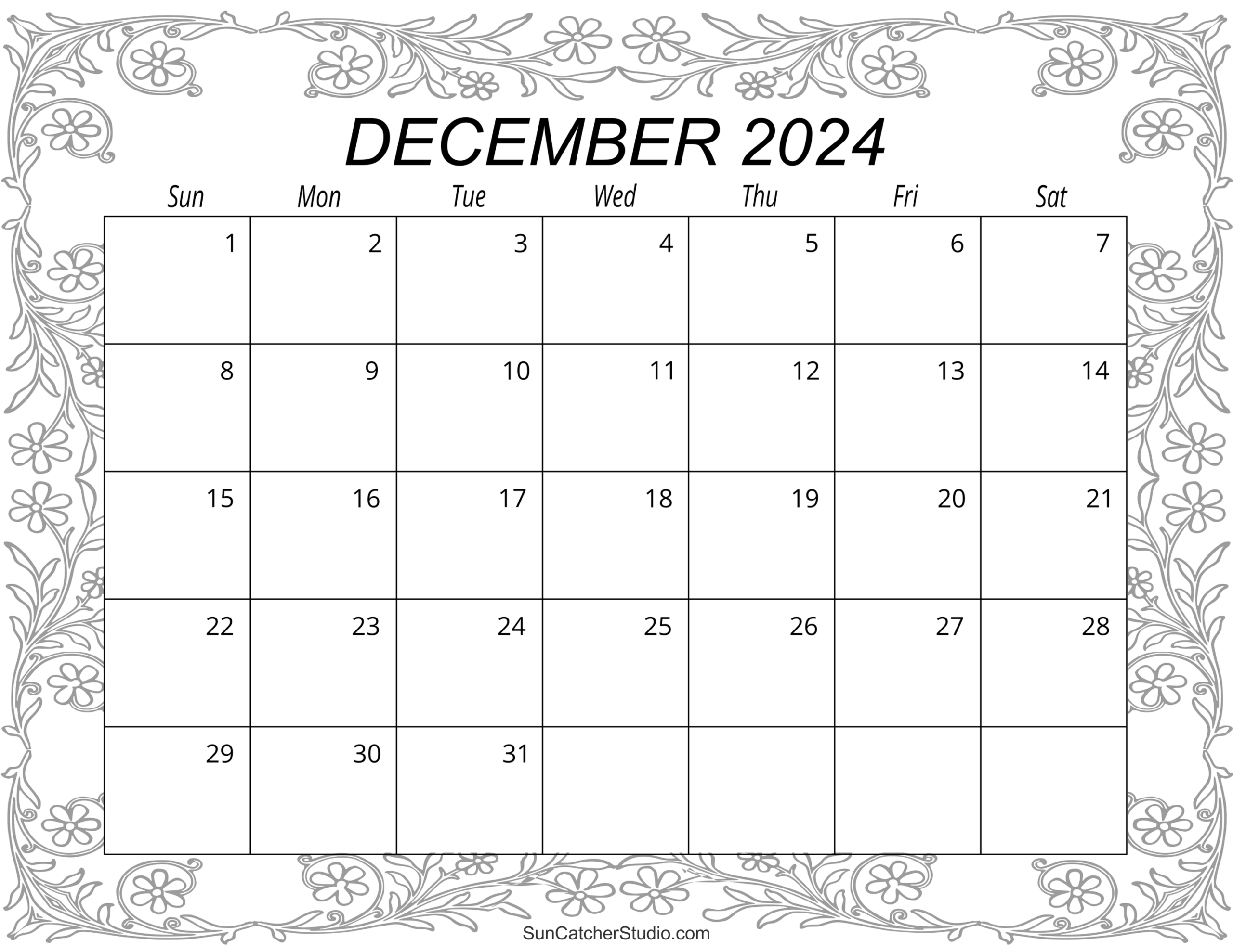 Printable December Free Calendar