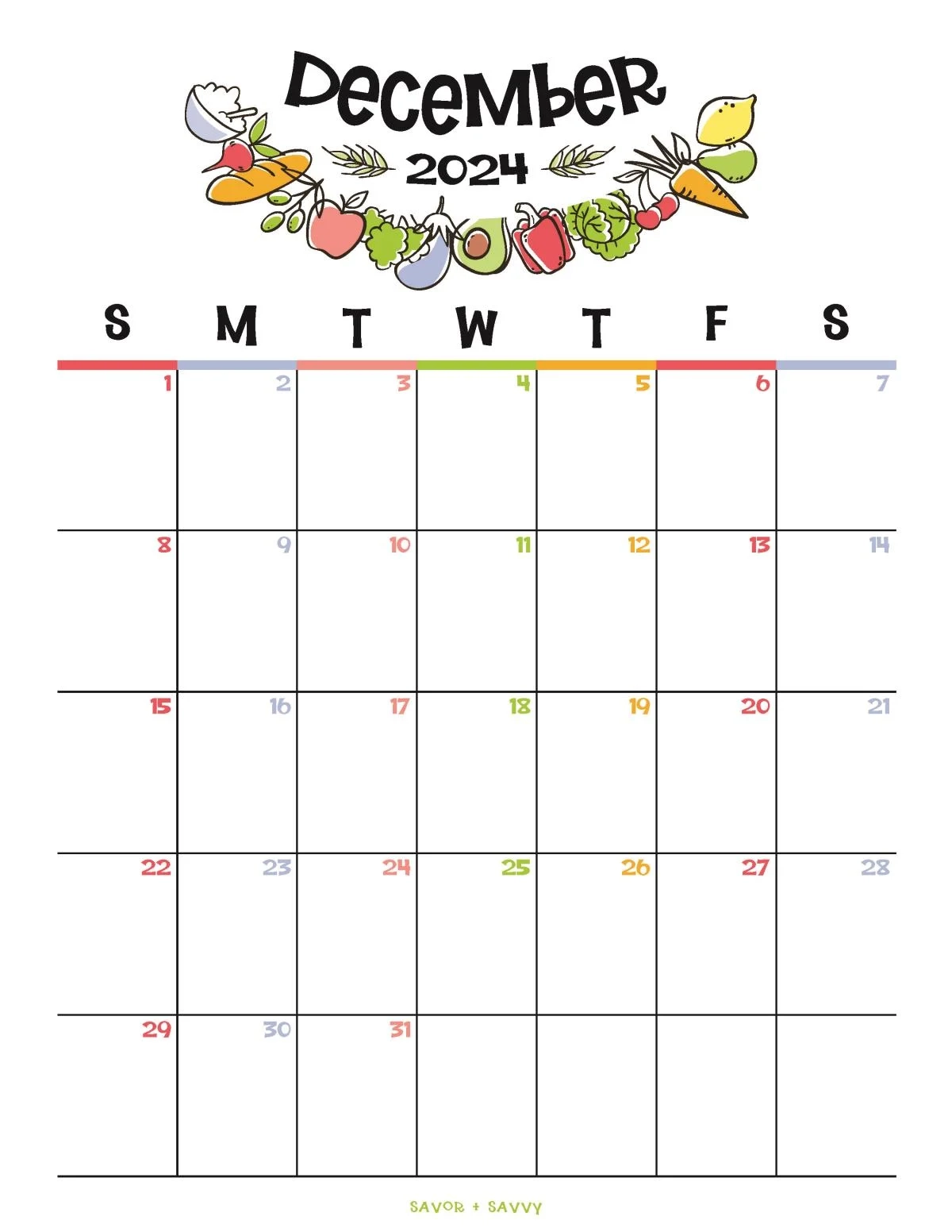 December 2024 Calendar Templates 14 Free Printables Savor Savvy