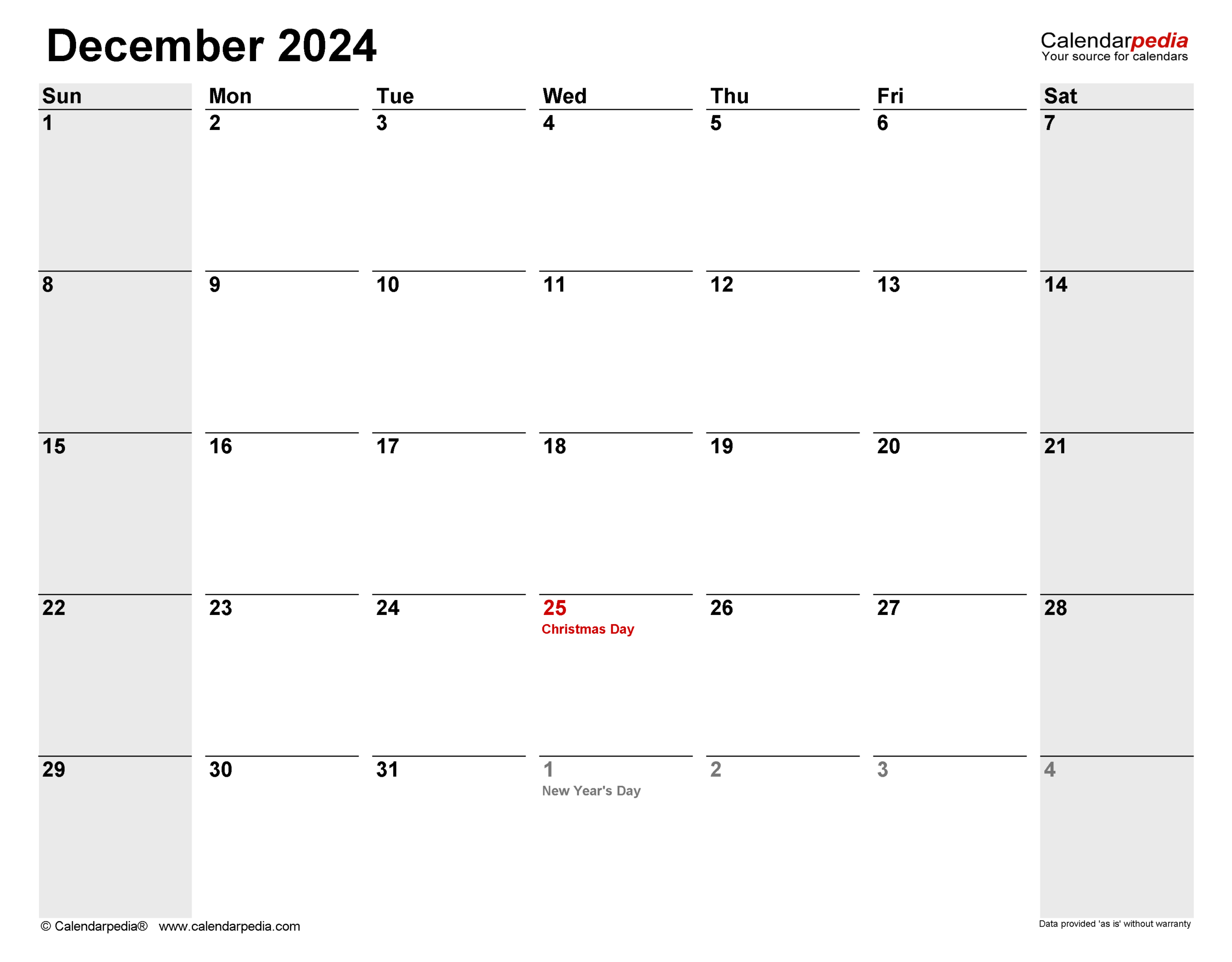 December 2024 Calendar Templates For PDF Excel And Word