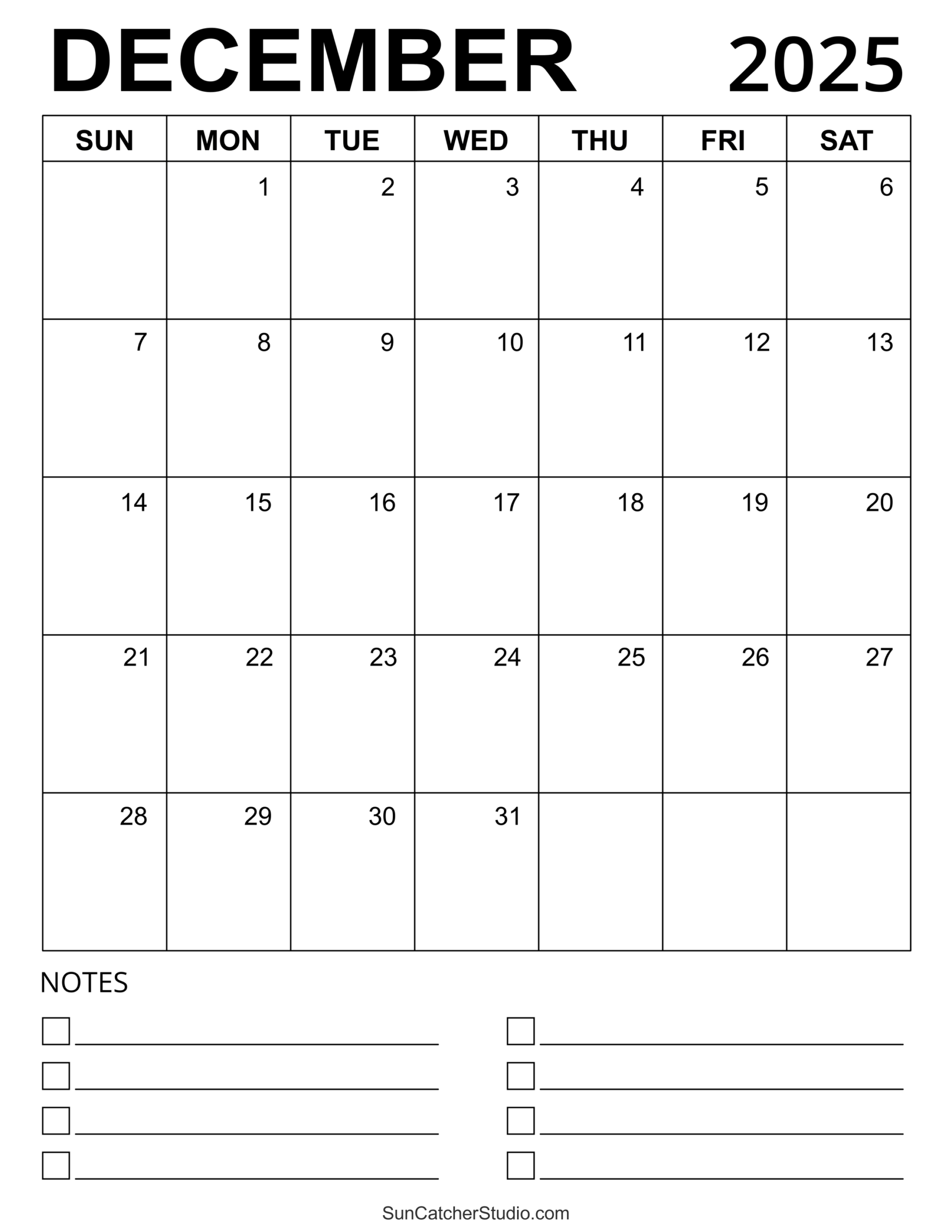 December 2025 Calendar Free Printable Free Printables 