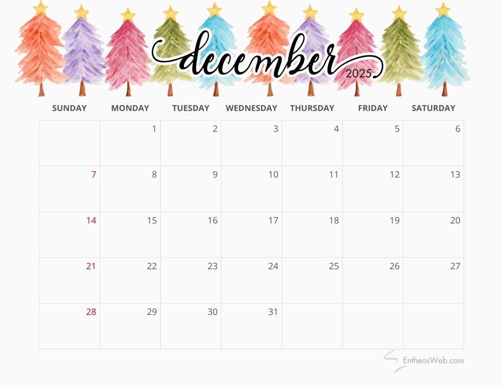 December 2025 Calendar Free Printable PDF Downloads EntheosWeb