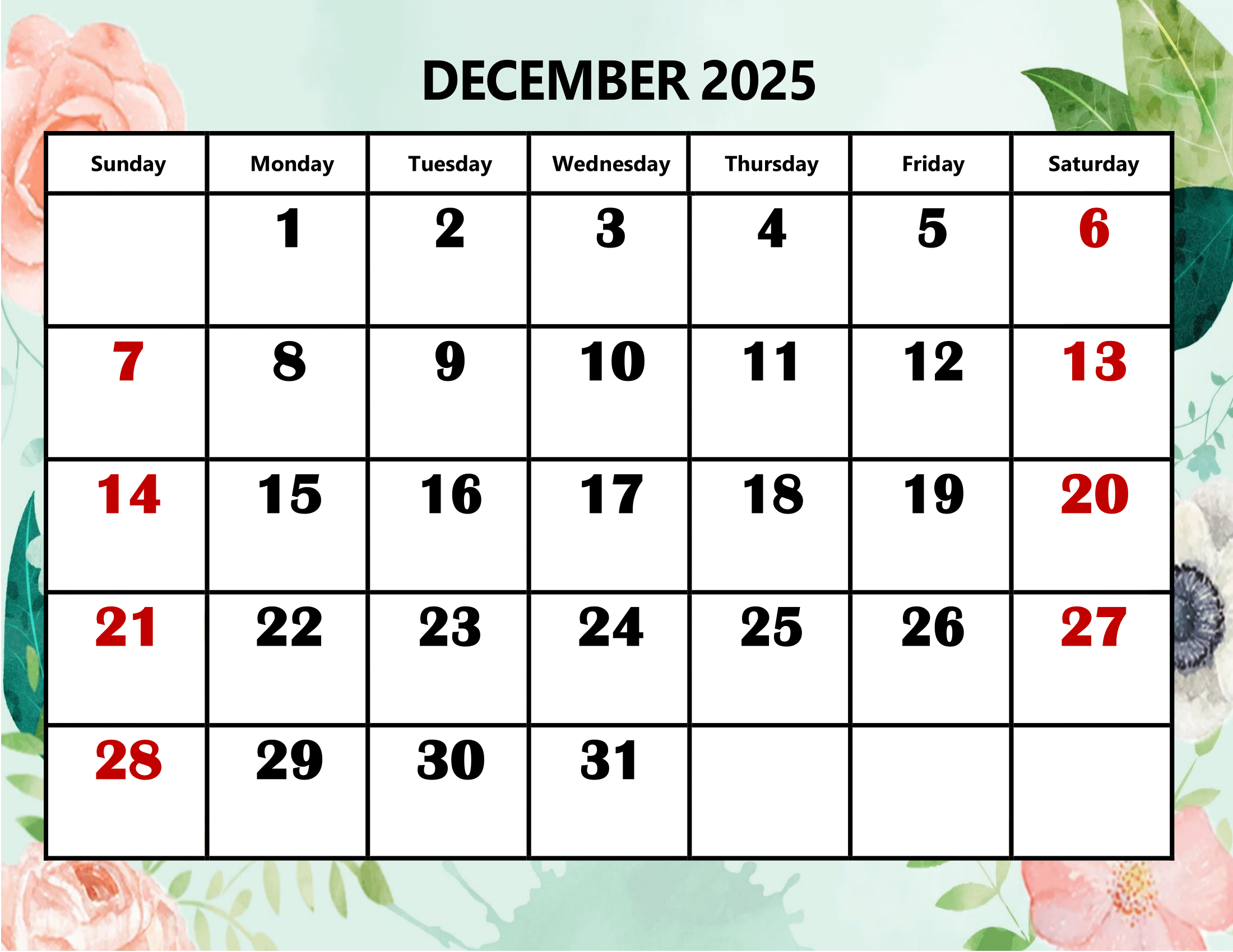 December Printable Calendar From Browser