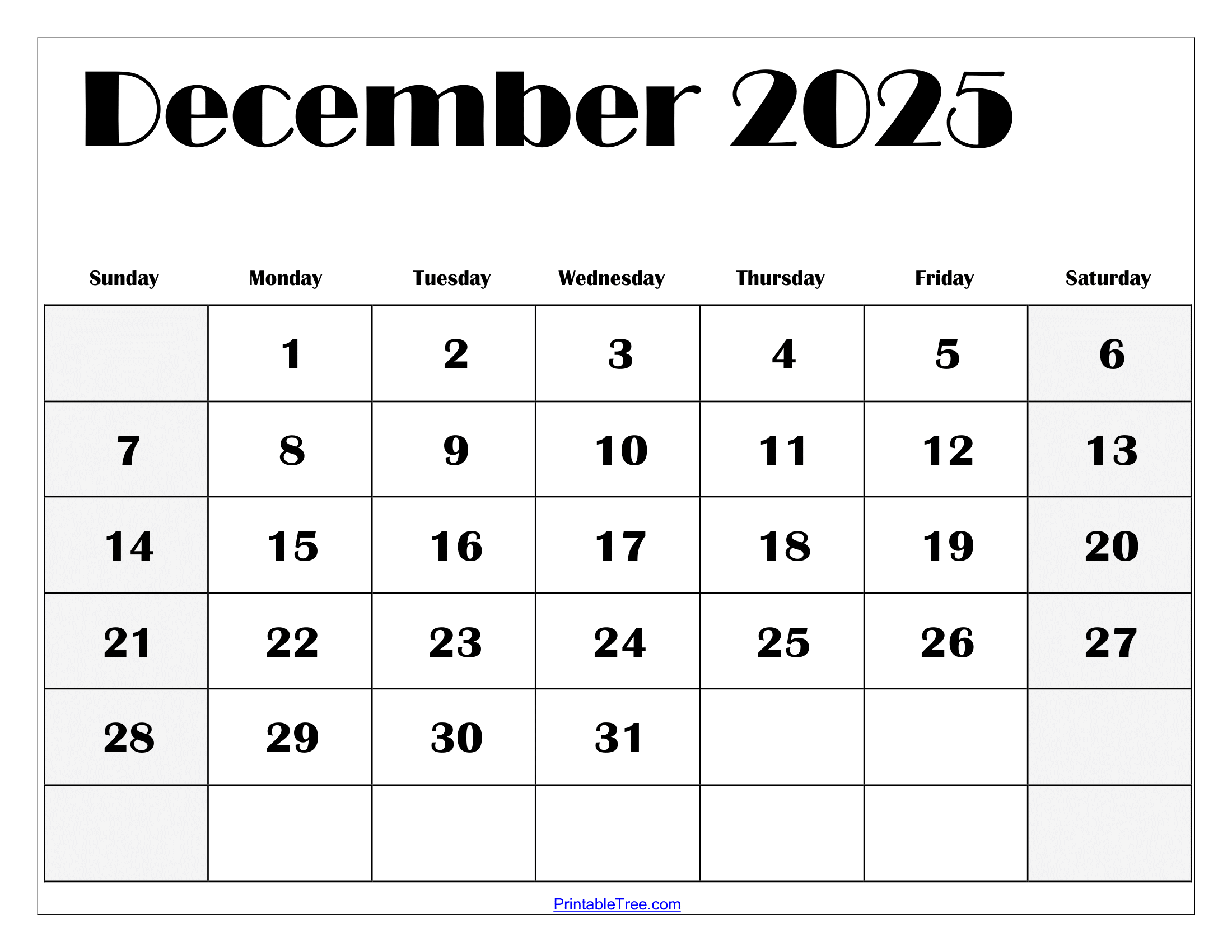 Printable Calendars December