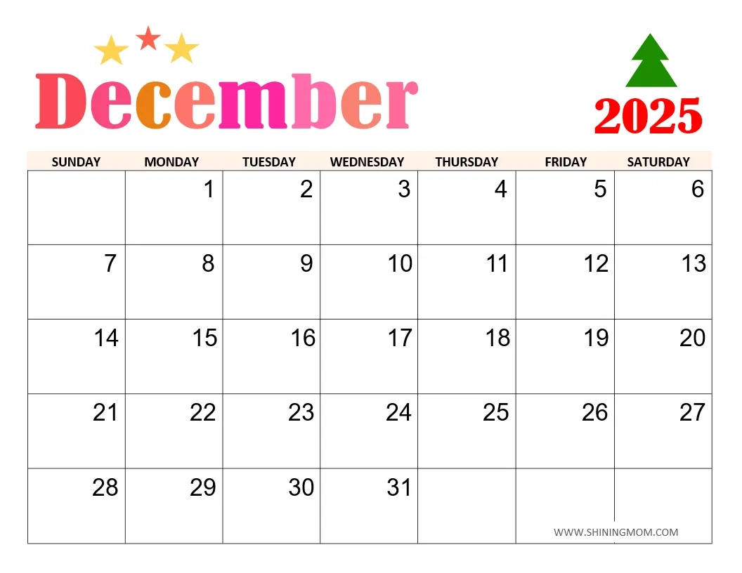 Printable Calendar Of December