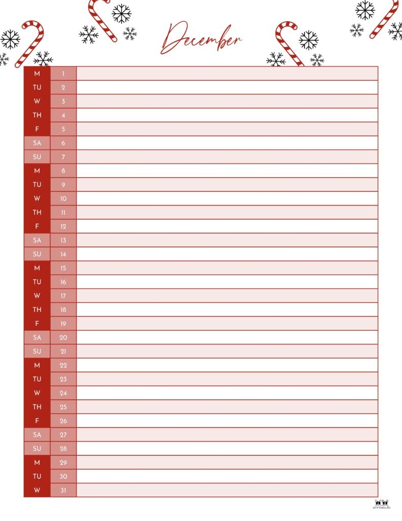 December 2025 Calendars 107 FREE Printables Printabulls