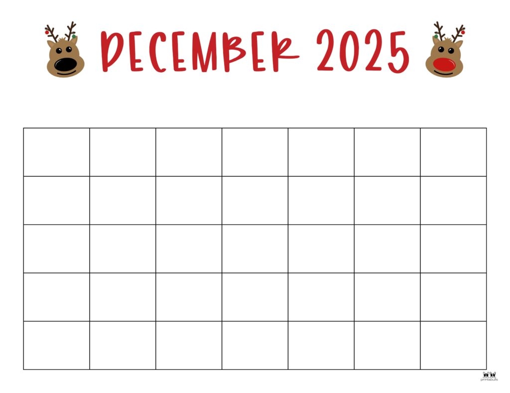December Calendar No Dates Printable