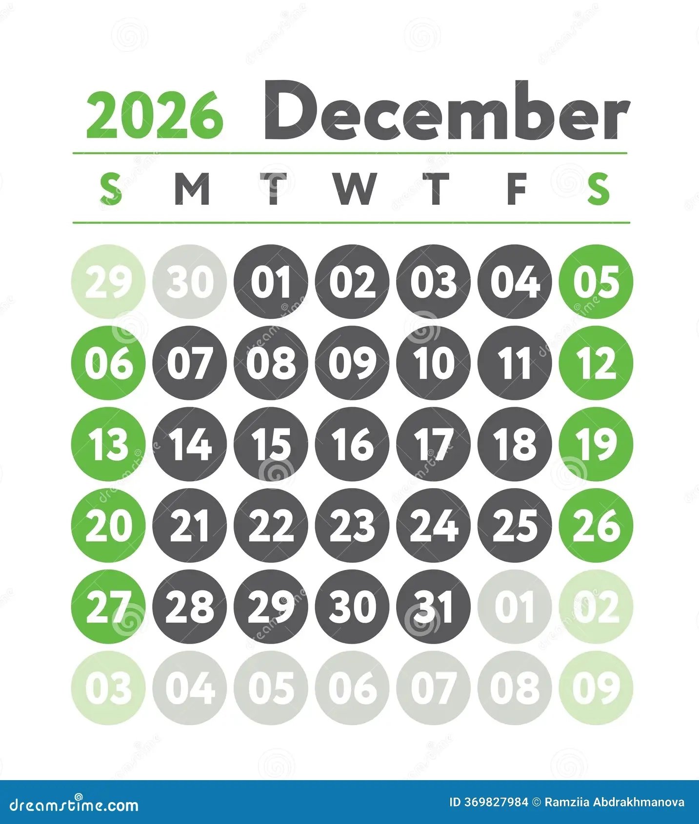 December 2026 Calendar New Year Planner Design English Calender 