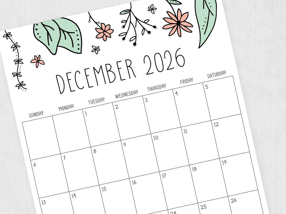 December 2026 Printable Calendar Blank