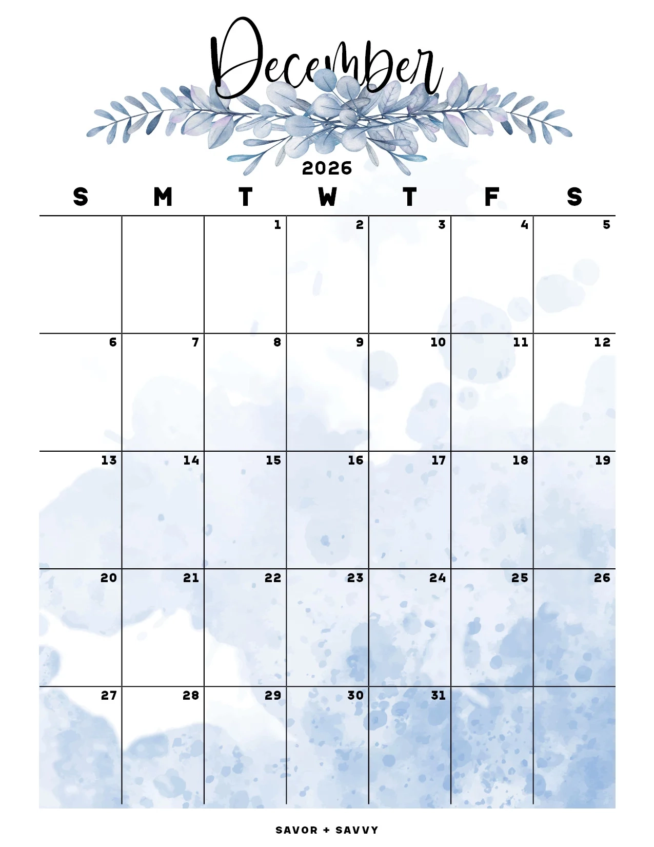 December Printable Calendar 2026 Elf