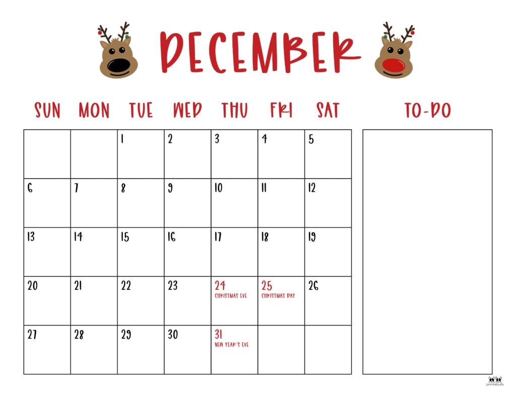December 2026 Calendars 123 FREE Printables Printabulls
