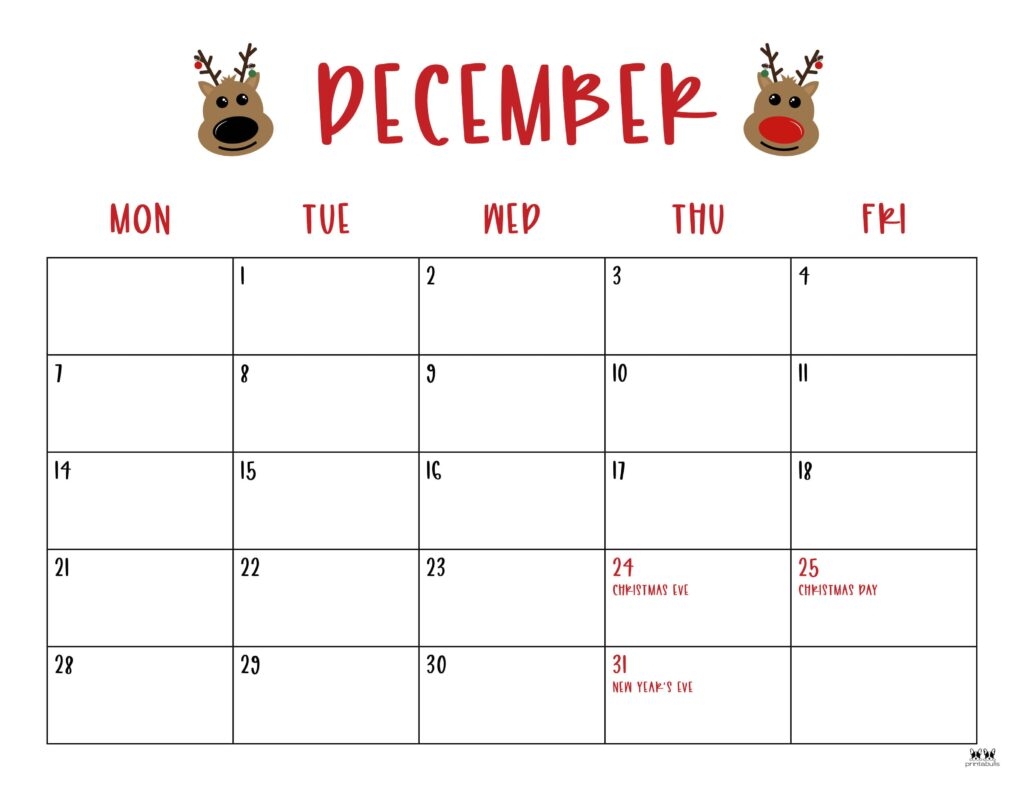 December 2026 Calendars 123 FREE Printables Printabulls