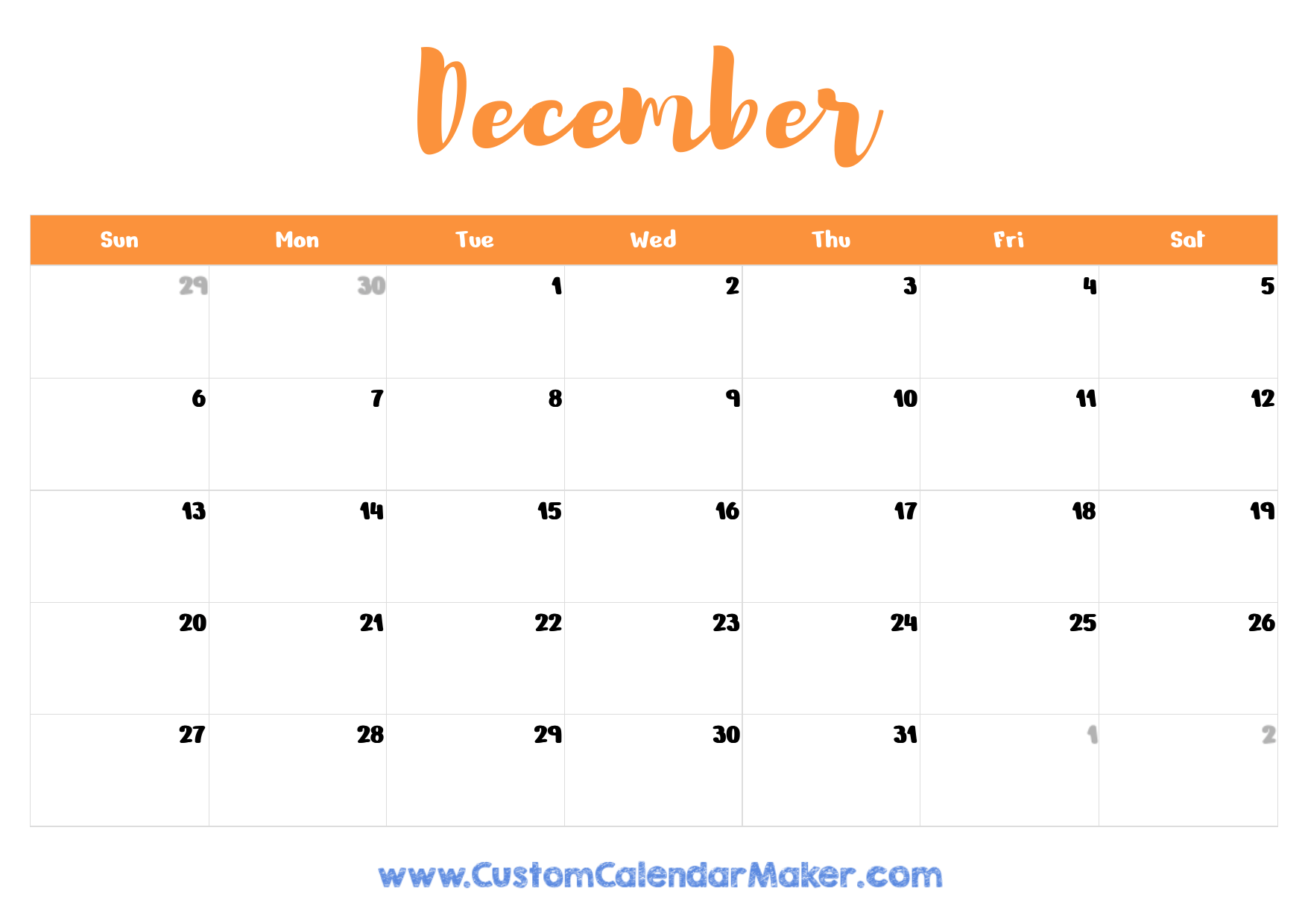 December 2026 Printable Calendar 23 Free Templates PDF 