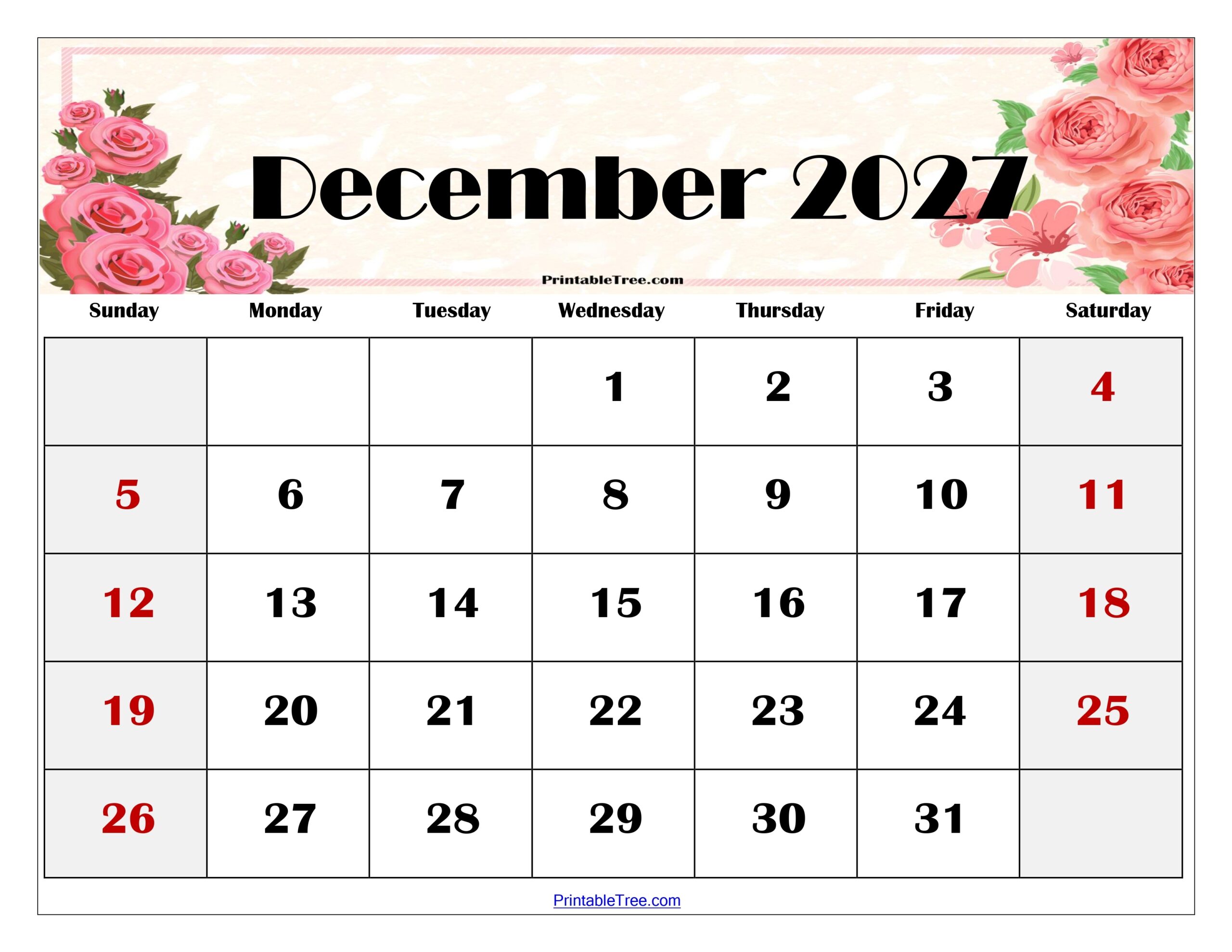 Printable Daily December 26 2027 Calendar