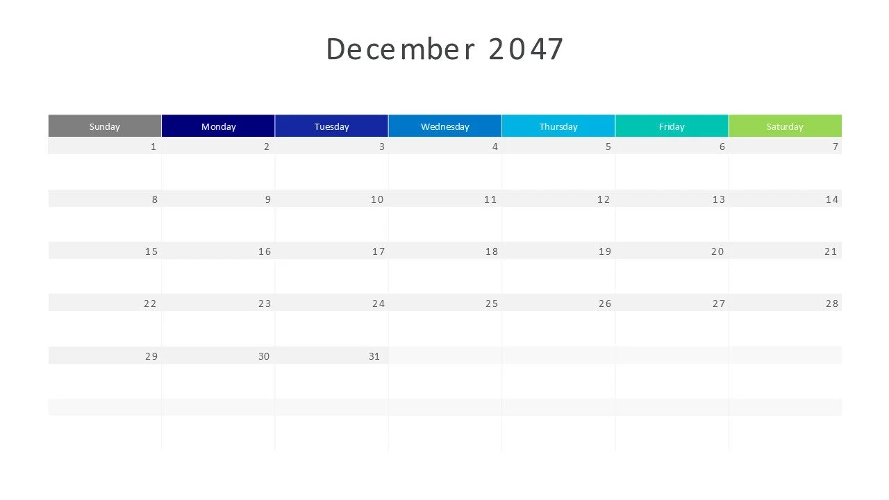 December 2047 Calendar PowerPoint Templates Infographic 