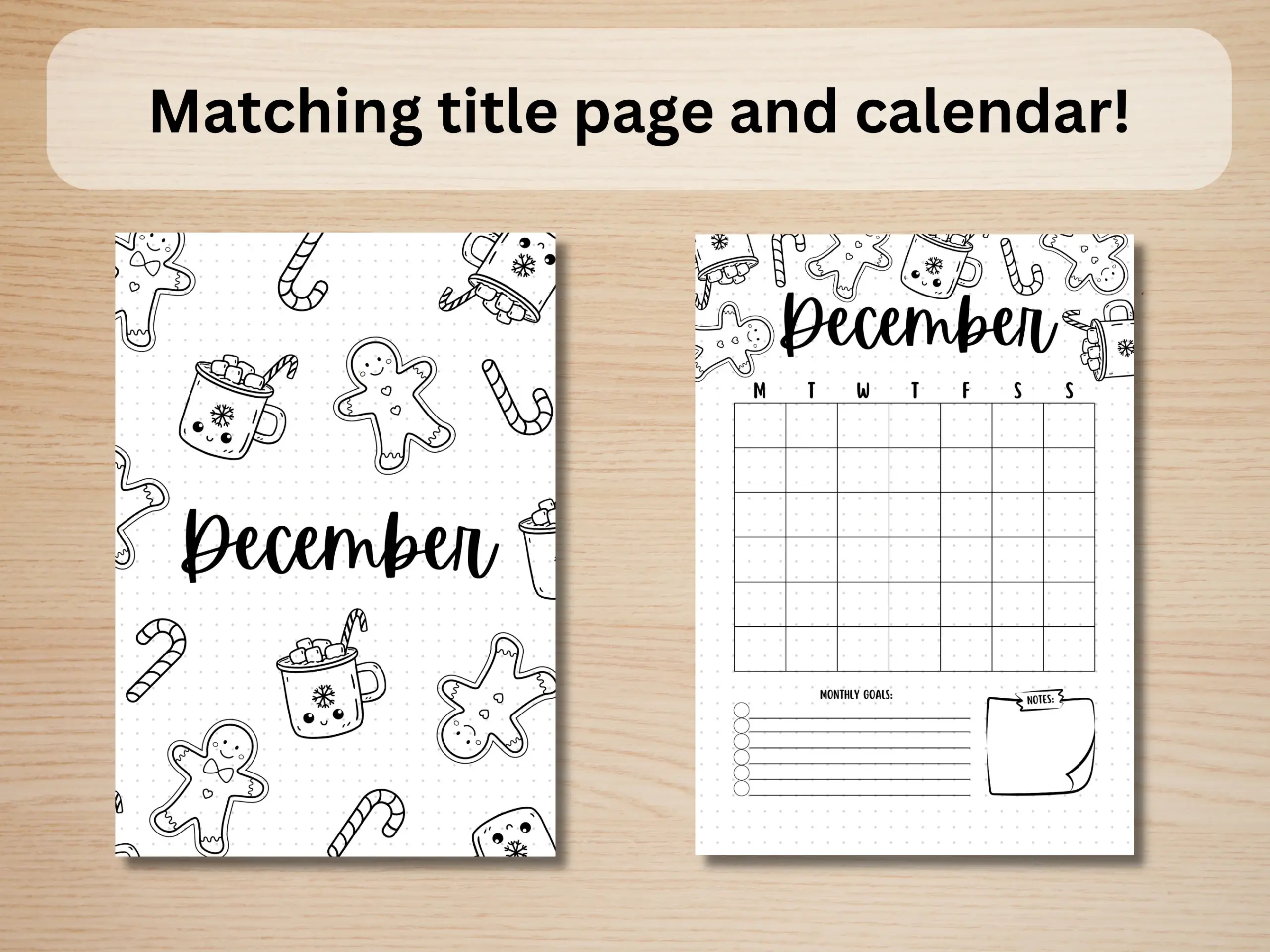 December Title Page Gingerbread Cookies December Calendar PRINTABLE Calendar Journal Title Page And Calendar December Cover Page