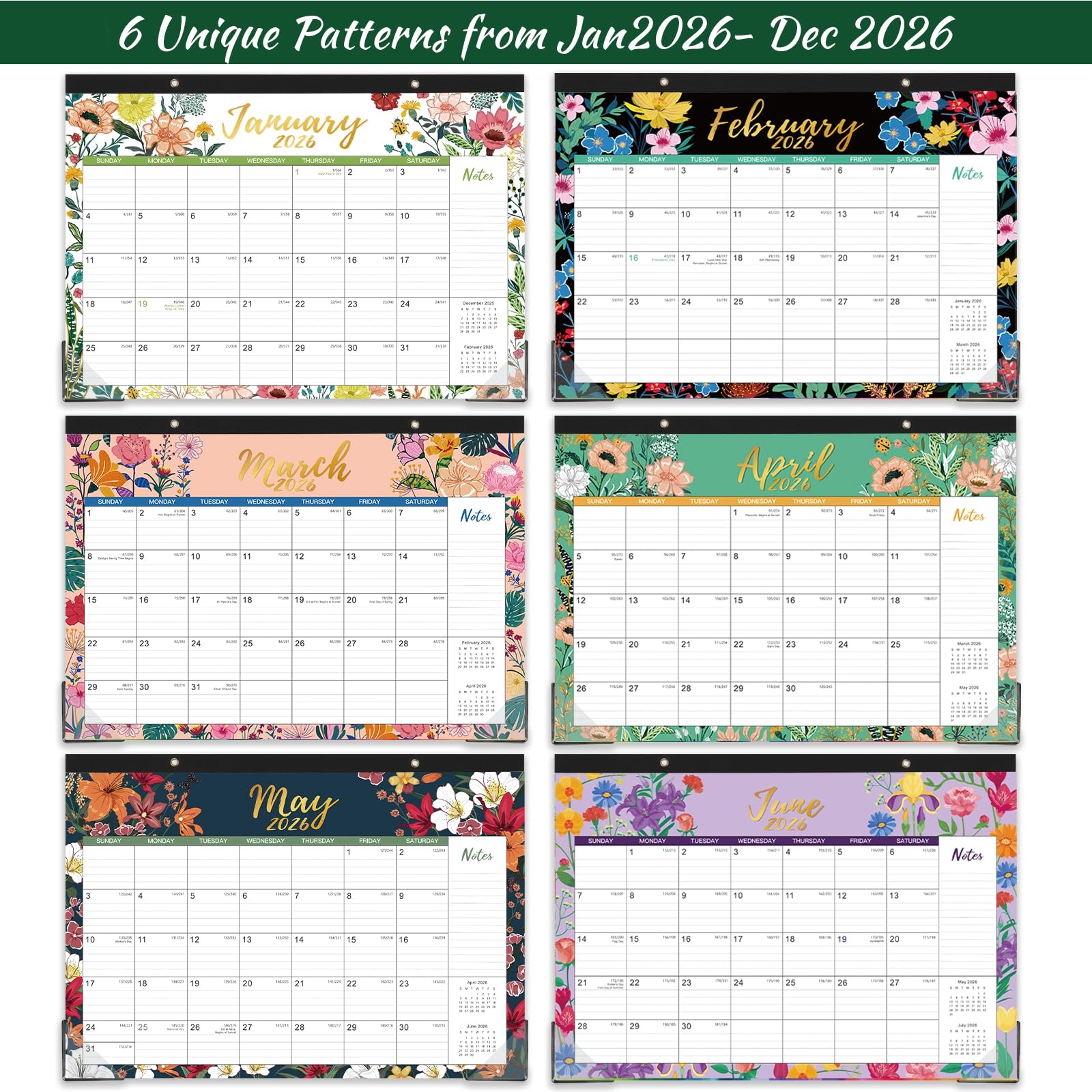Desk Calendar 2026 Jan 2026 December 2026 12 Month Large 