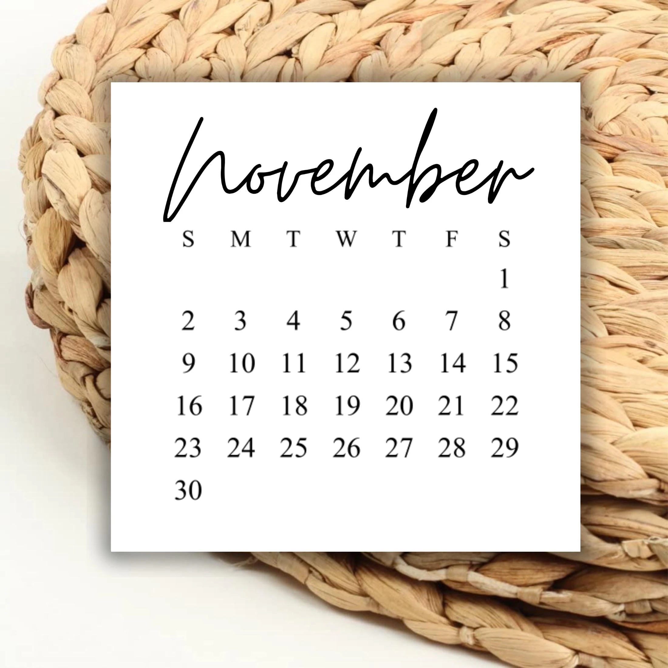 Printable Calendar November 20