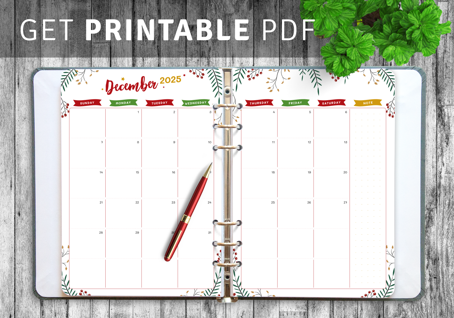 Free Printable Christmas December Calendar Templates