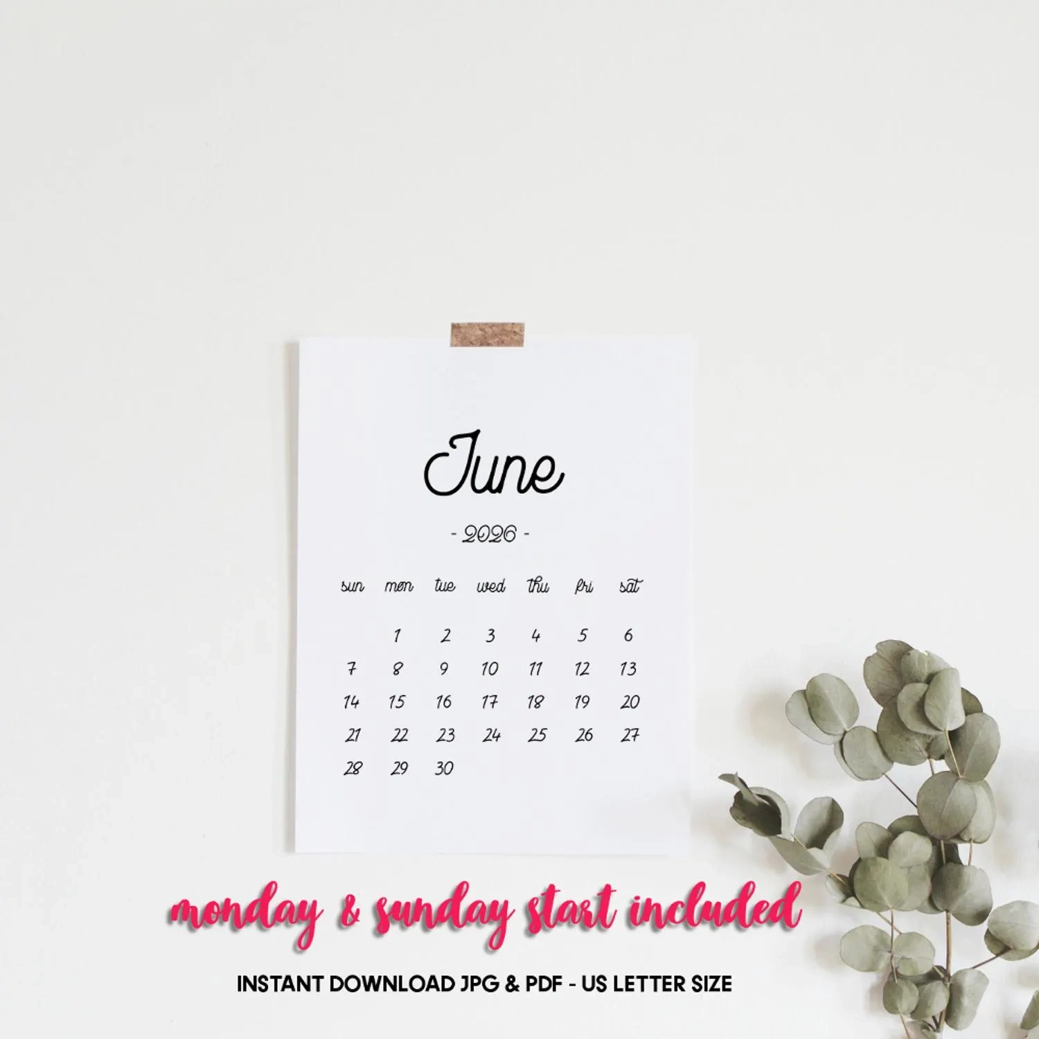 Druckbarer Kalender Juni 2026 Monatskalender Juni 2026 Baby 