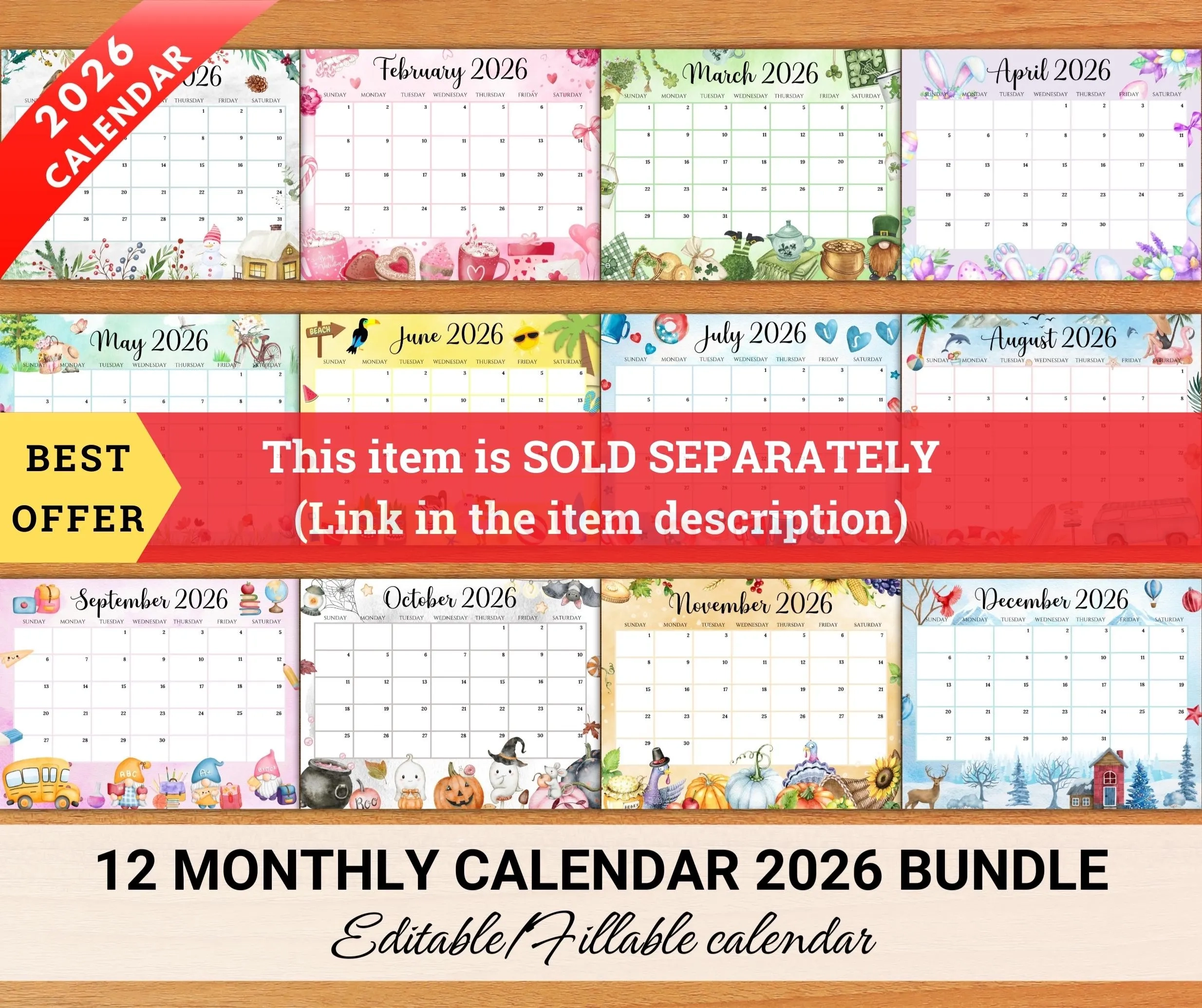 EDITABLE December 2026 Calendar Monthly Planner For Kids School 