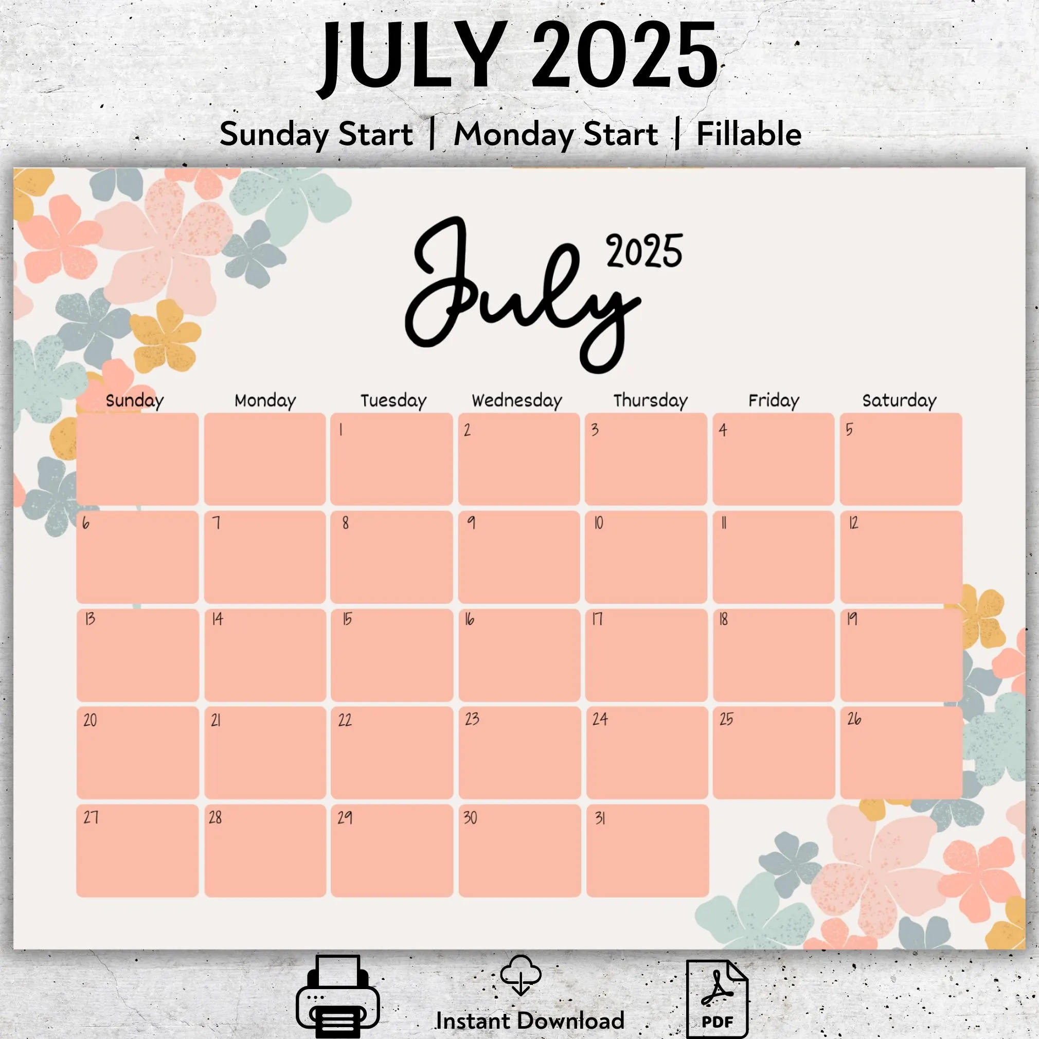 Fillable July 2025 Calendar Fillable July 2025 Calendar