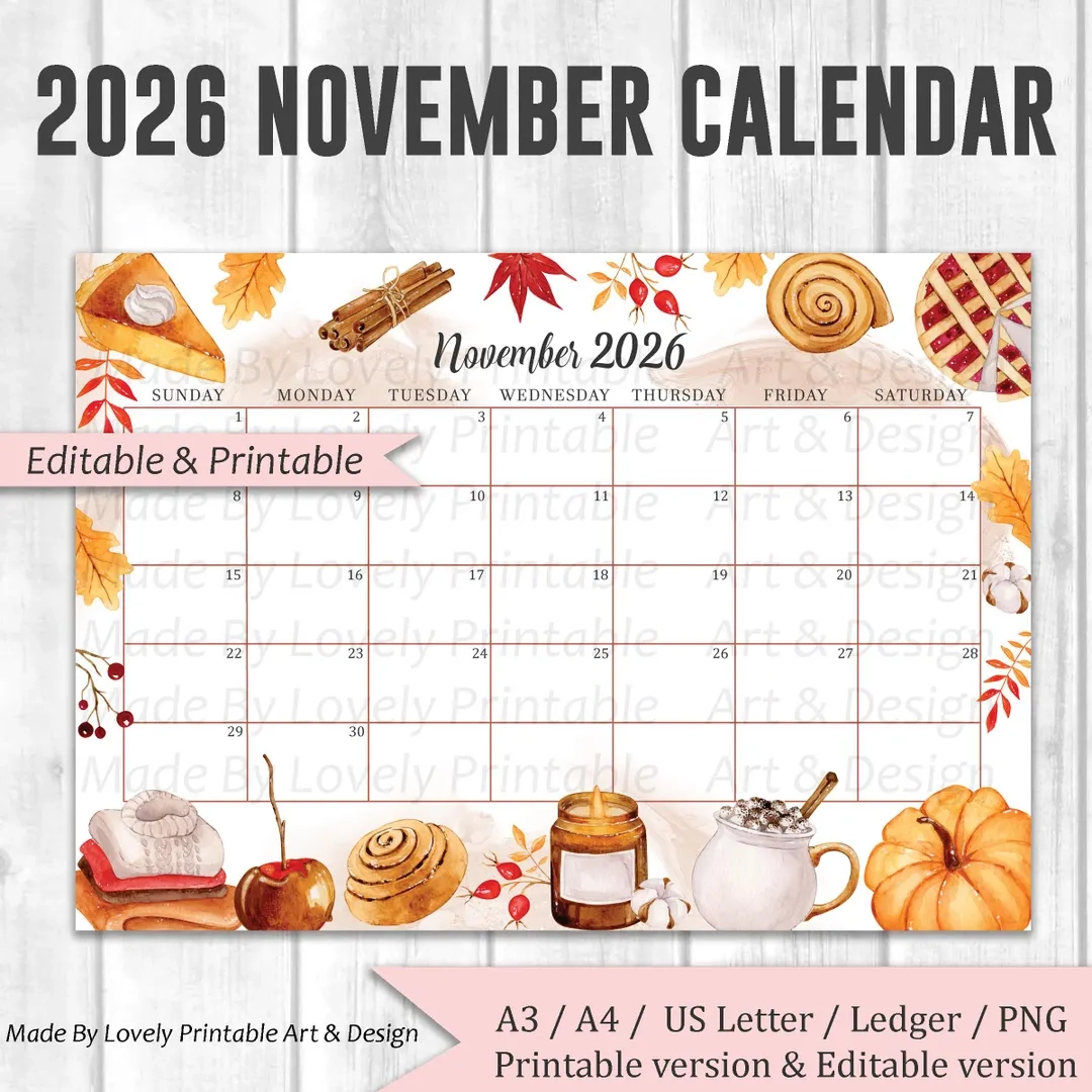 Editable Printable November 2026 Calendar Editable Printable November 2026 Calendar