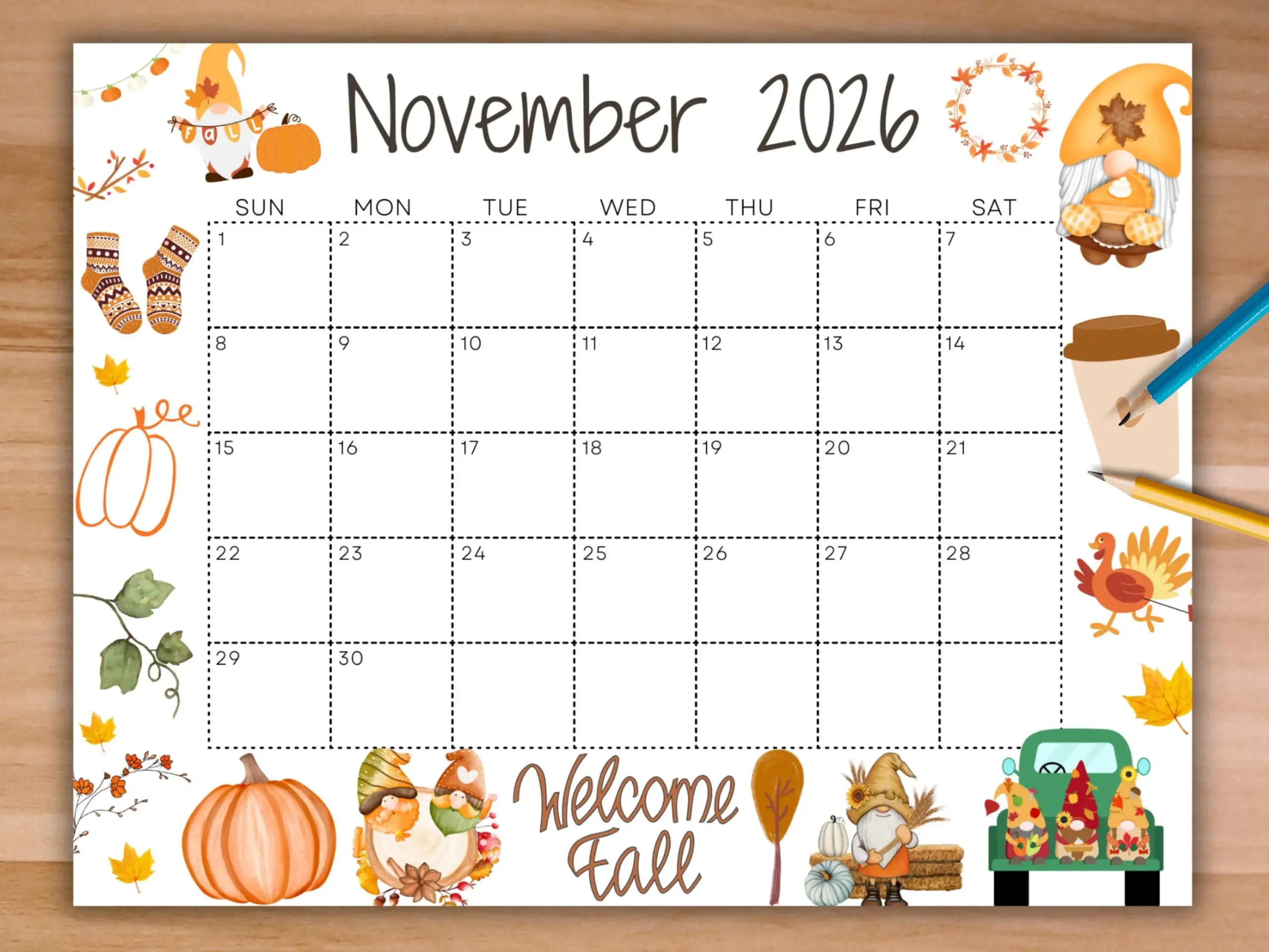 Printable November 2026 Turkey Calendar Free
