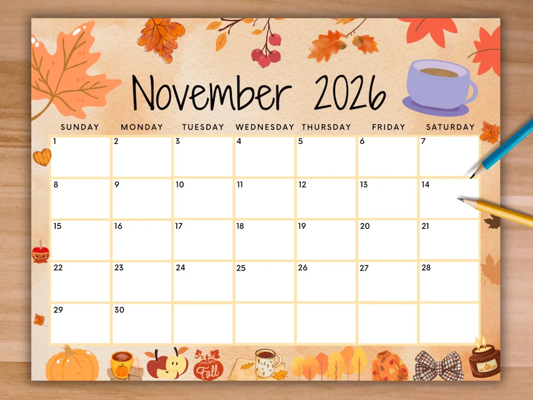 Printable Disney Calendar November 2026