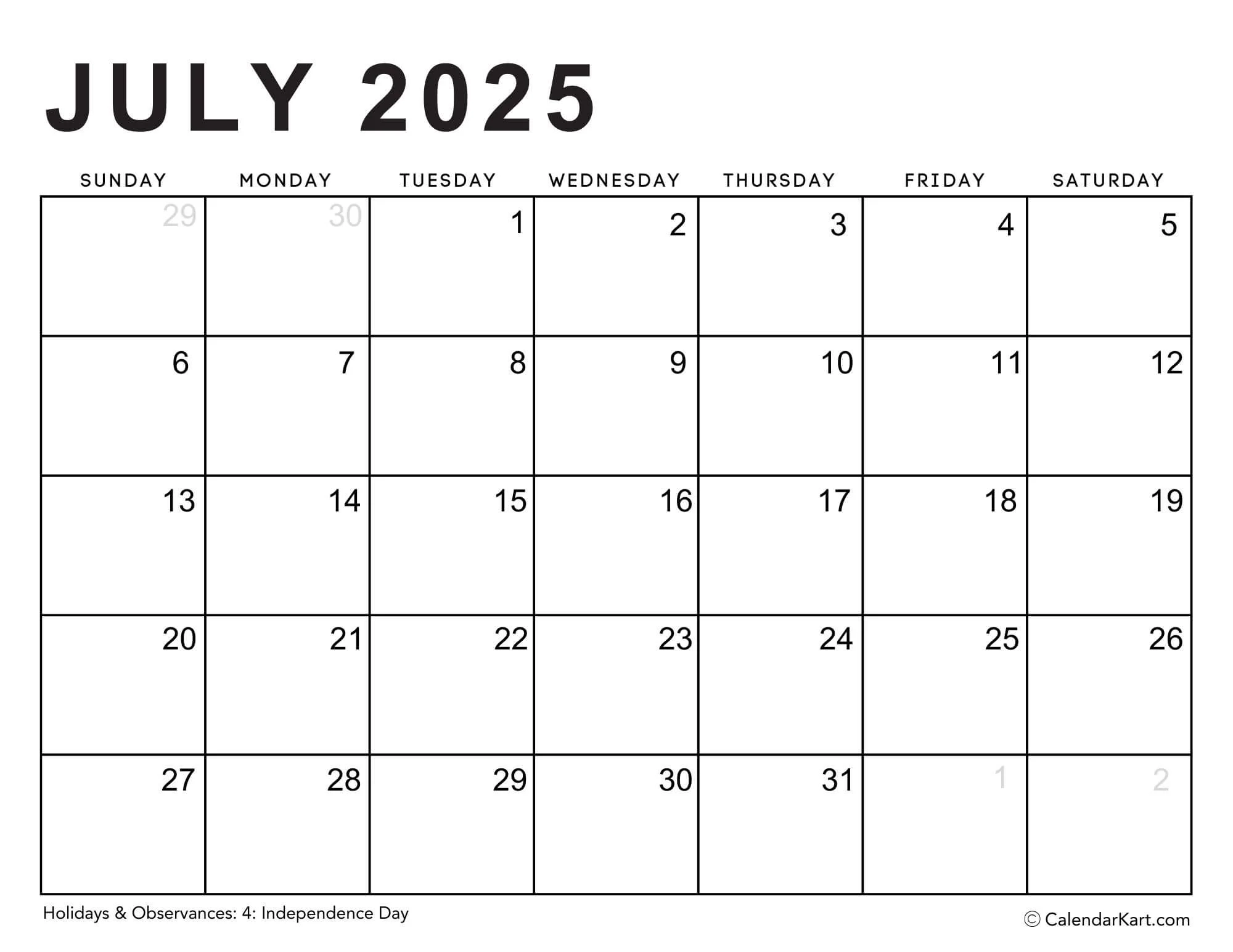 Editable July Calendar 2025 Editable July Calendar 2025