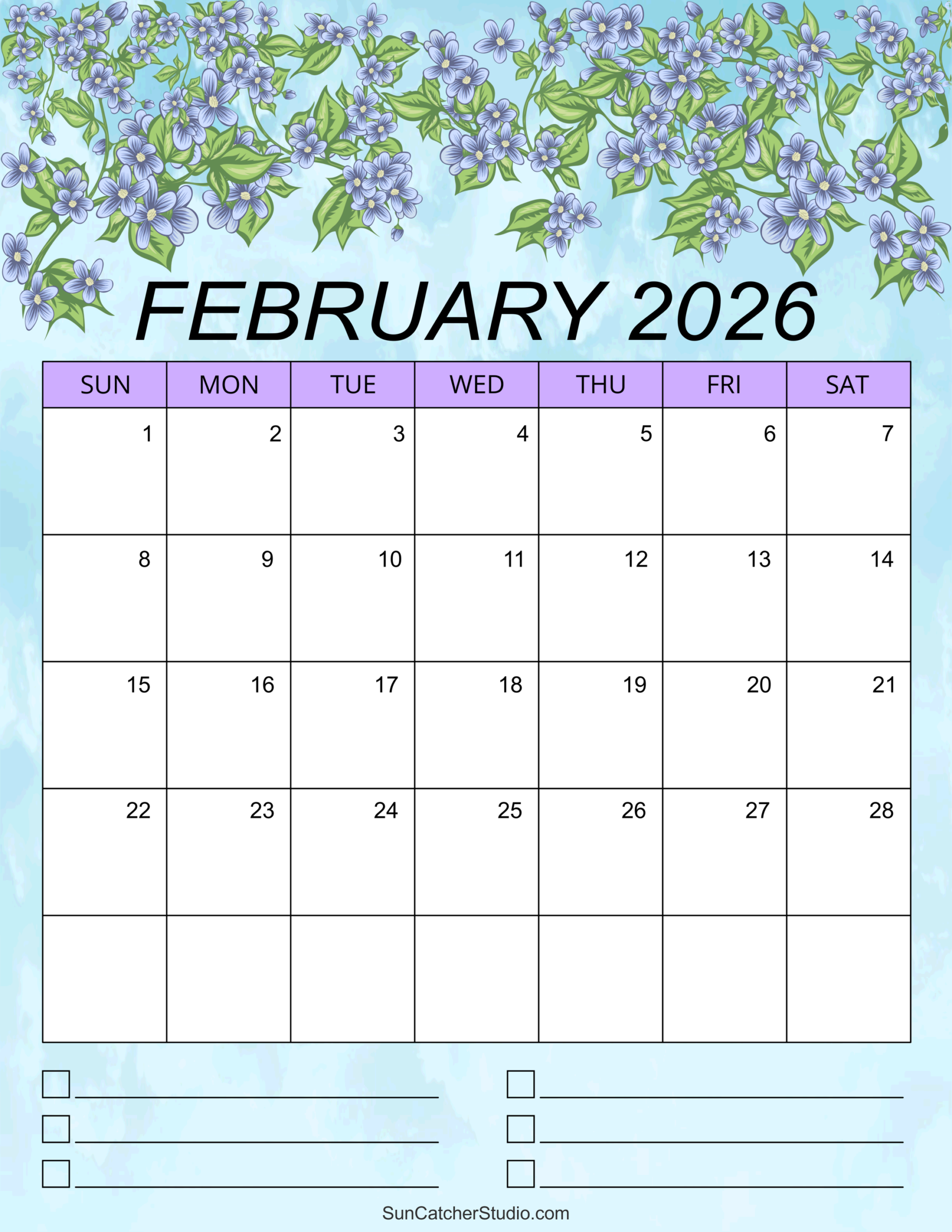 February 2026 Calendar Free Printable Free Printables 